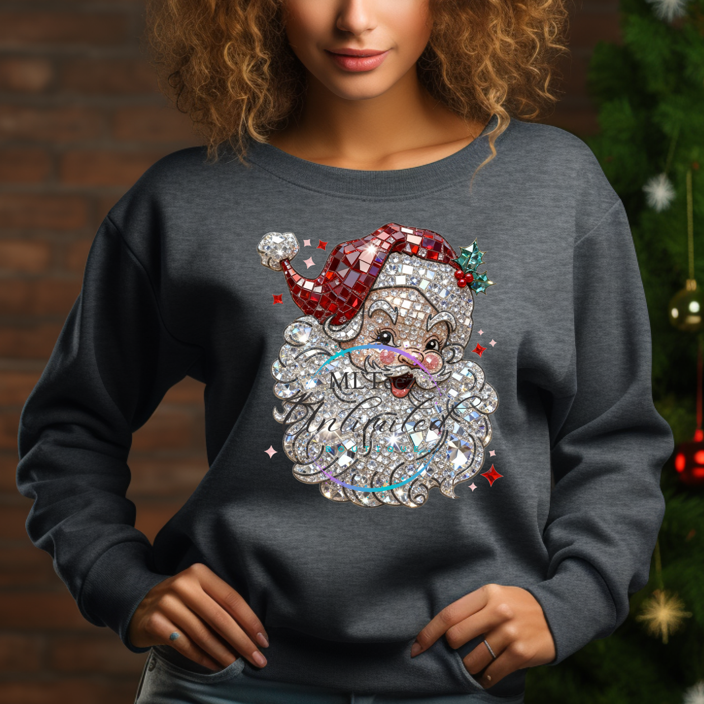 FAUX RHINESTONE SANTA (3) DTF Direct To Film