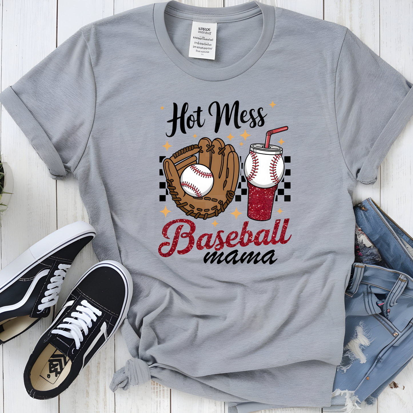 Hot Mess Baseball Mama (1) DTF Direct To Film