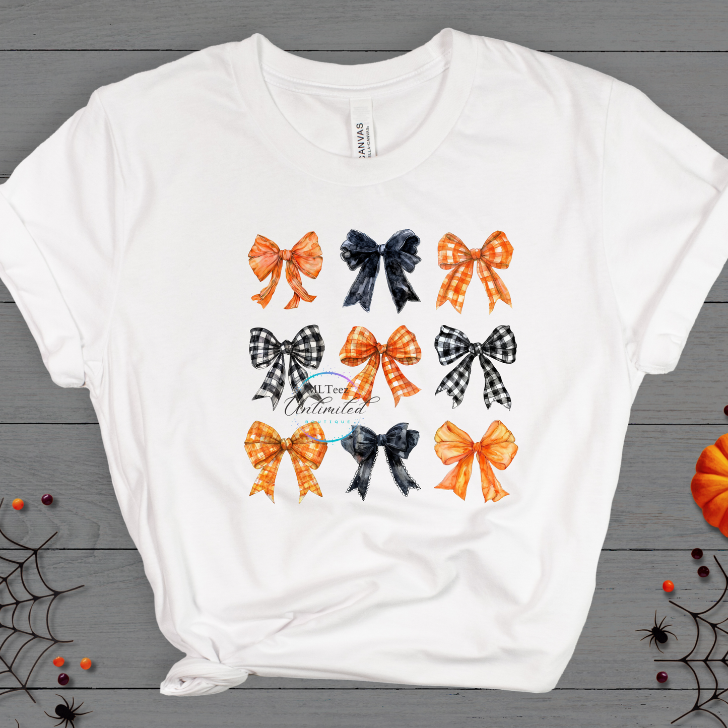Orange/Black Coquette Bows (Solid/Plaid) DTF Direct To Film