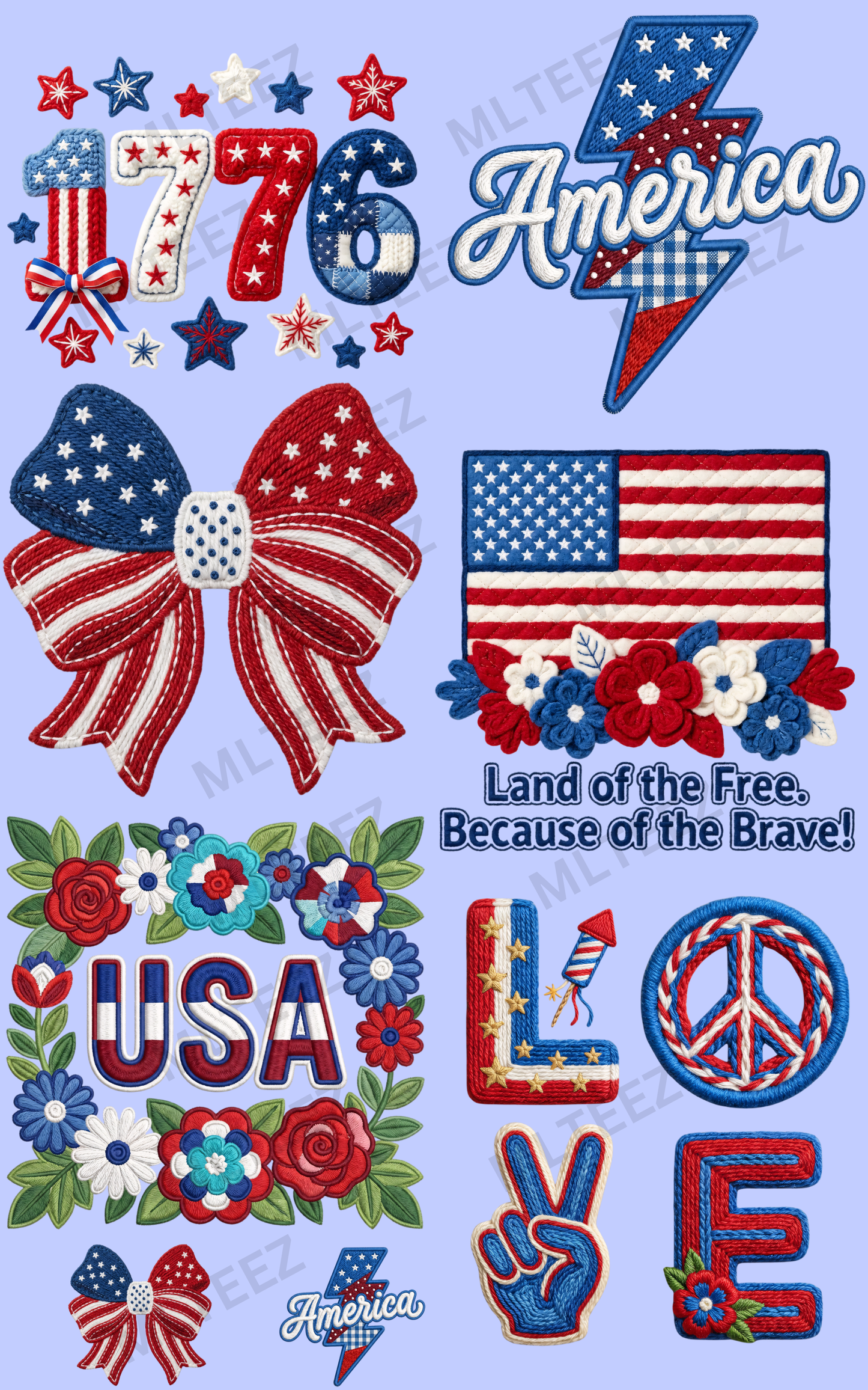 1776 (2) PREMADE GANGSHEET - 22X36 DTF TRANSFERS - DIRECT TO FILM