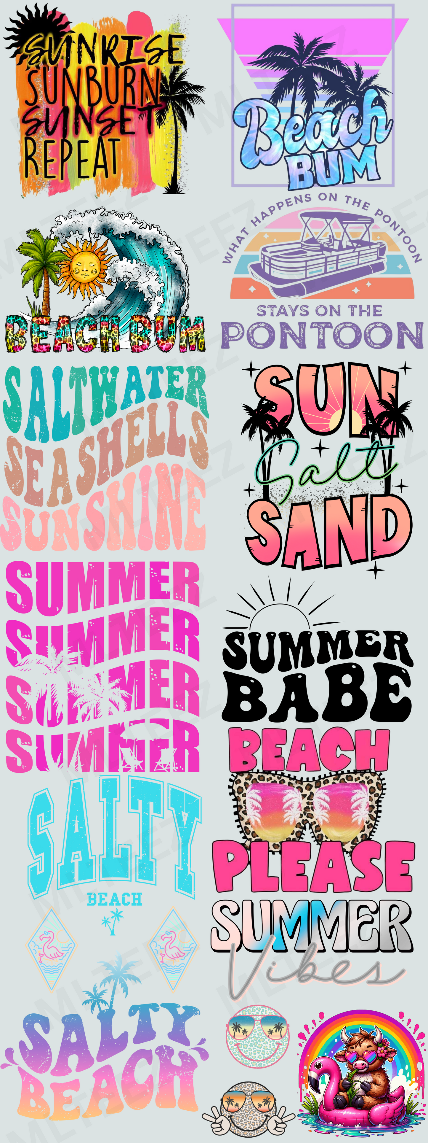 SUMMERTIME BEACH PLEASE PREMADE GANGSHEET - 22X60