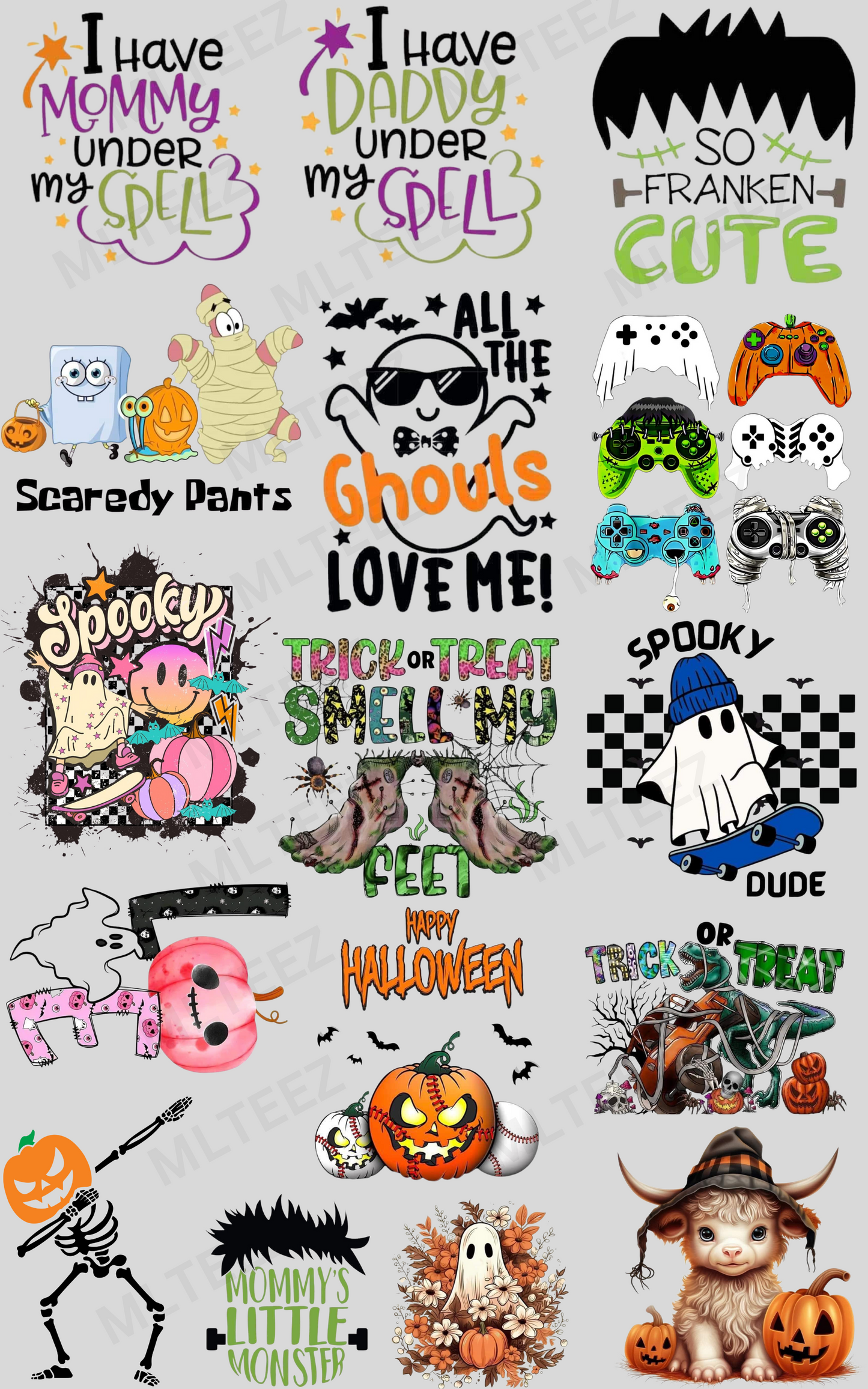 I Have Mommy & Daddy Under My Spell (Youth)GANGSHEET - 22X36 DTF TRANSFERS - DIRECT TO FILM