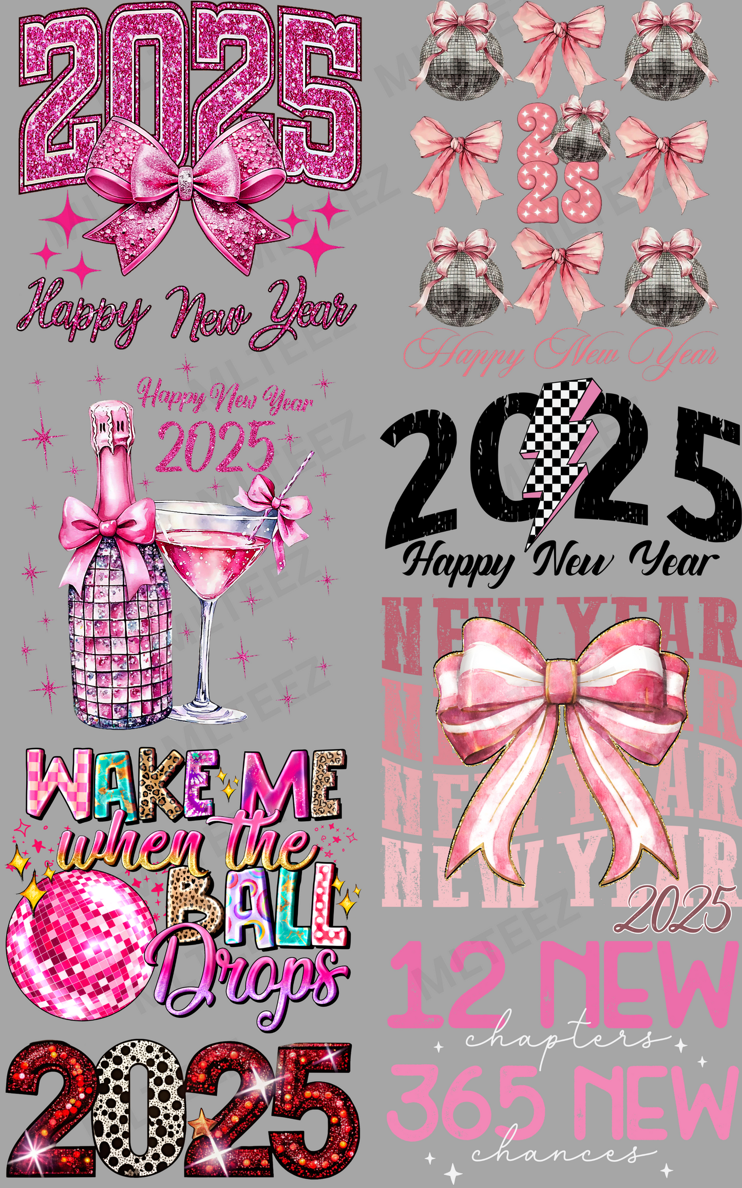 NEW YEAR 2025 (1) PREMADE GANGSHEET - 22X36 DTF TRANSFERS - DIRECT TO FILM