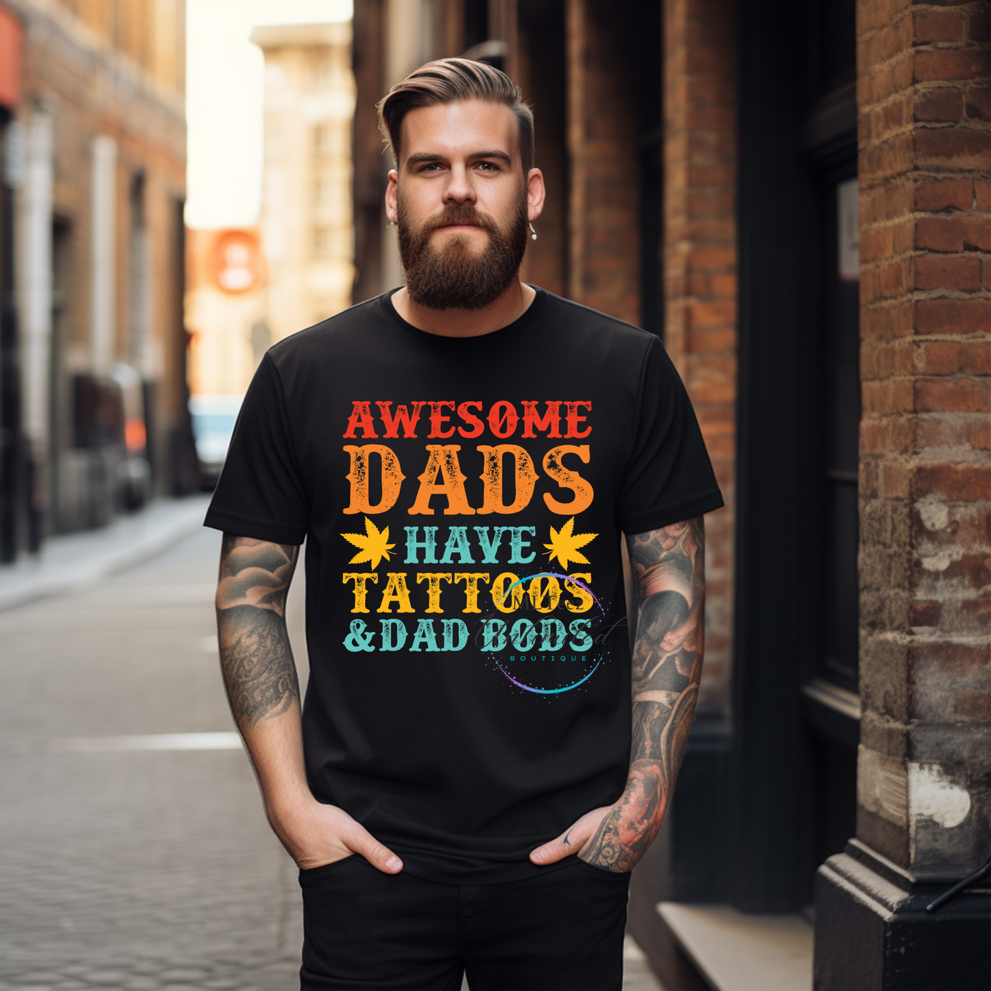 Awesome Dads Have Tattoos & Dad Bods DTF Direct To Film