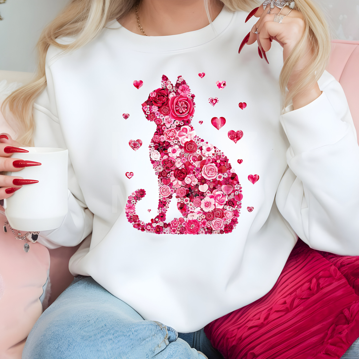 Floral Cat (Valentine's Day) DTF Direct To Film