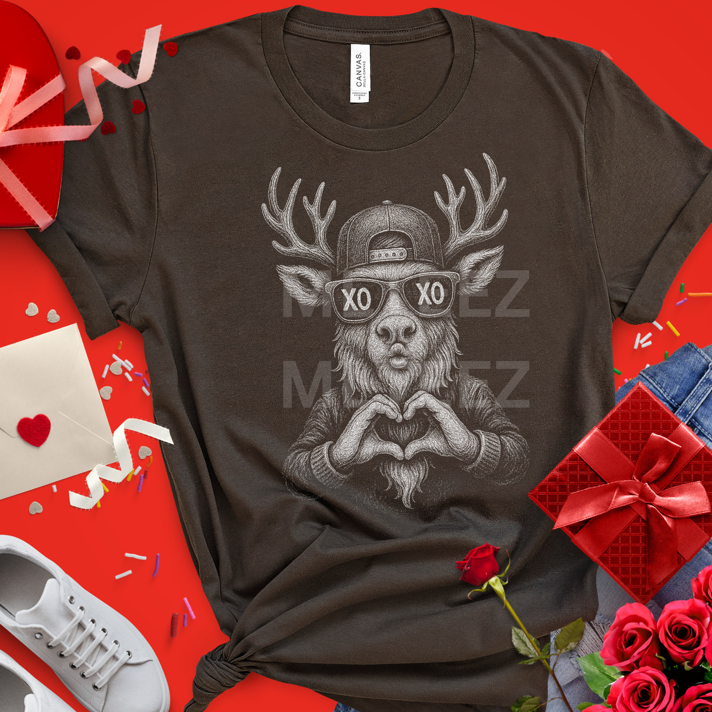 Valentine's Day Deer (1) (Half Tone) DTF Direct to Film