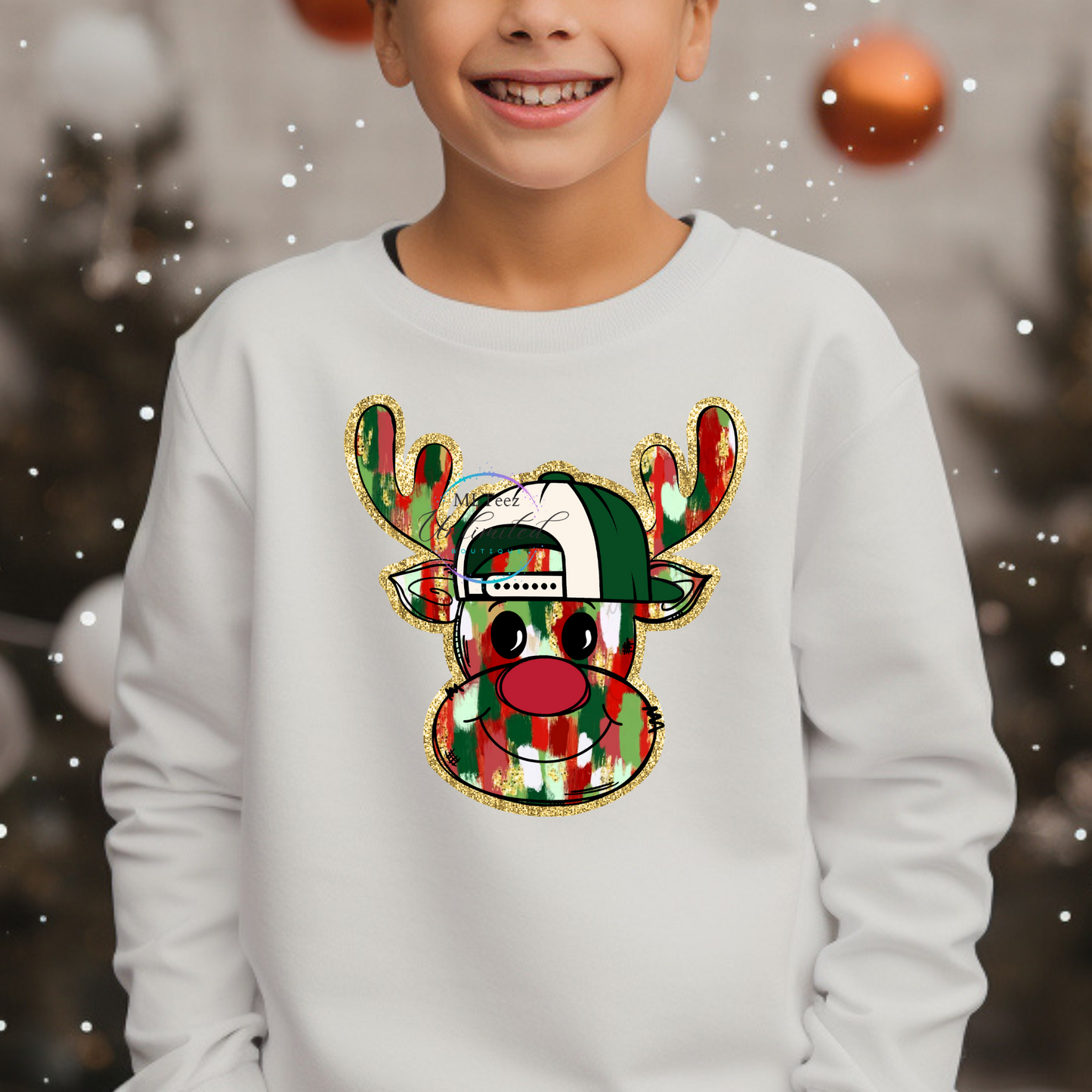 Reindeer Gold Glitter Coquette Outline (Boy) DTF Direct To Film