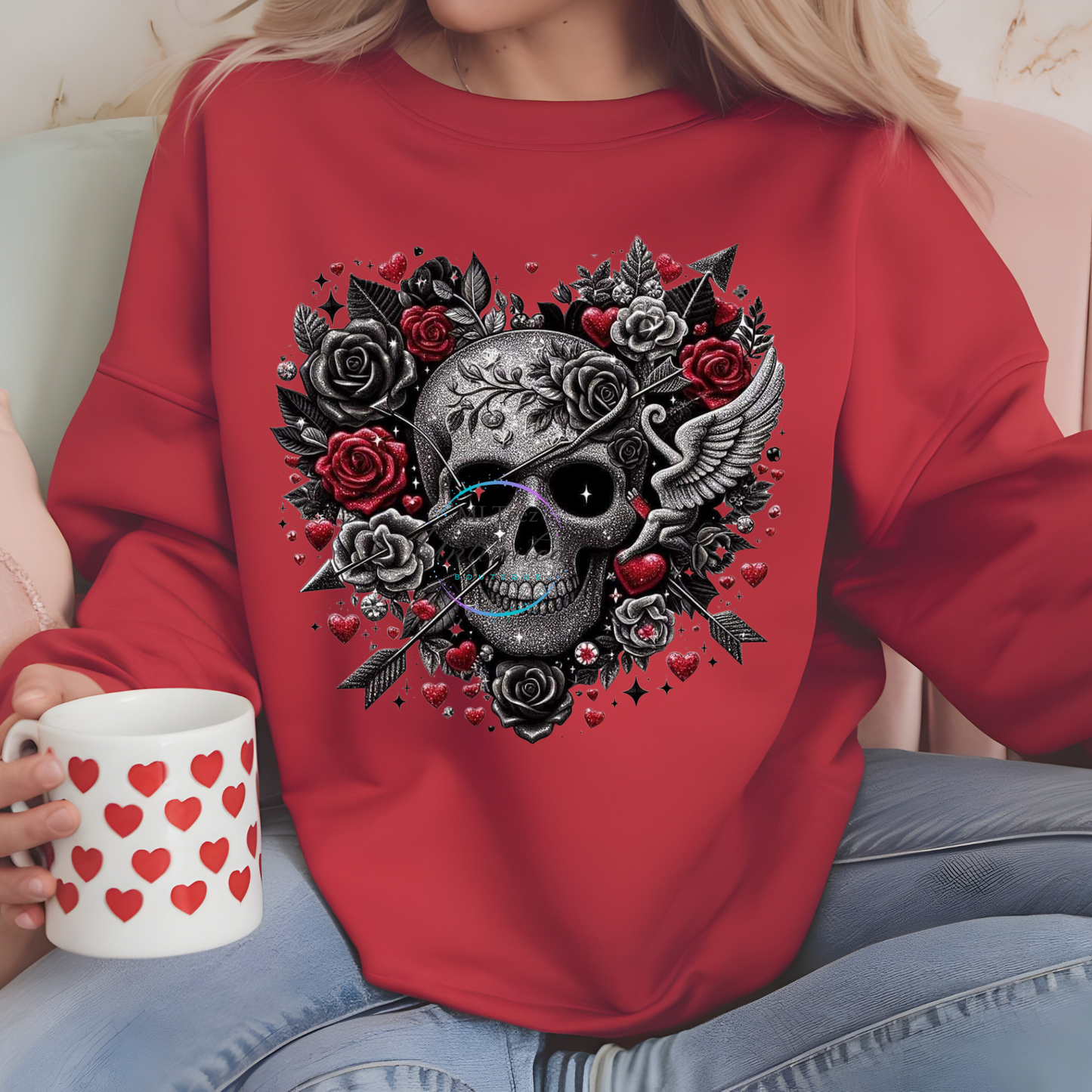 Skull Valentine Heart DTF Direct To Film