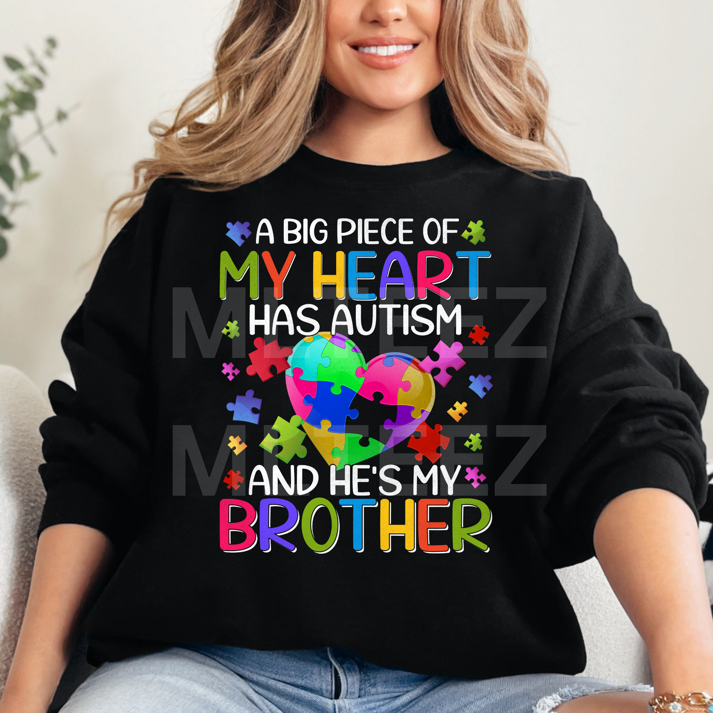 A Big Piece of My Heart Has Autism and He's My Brother (1) DTF Direct To Film