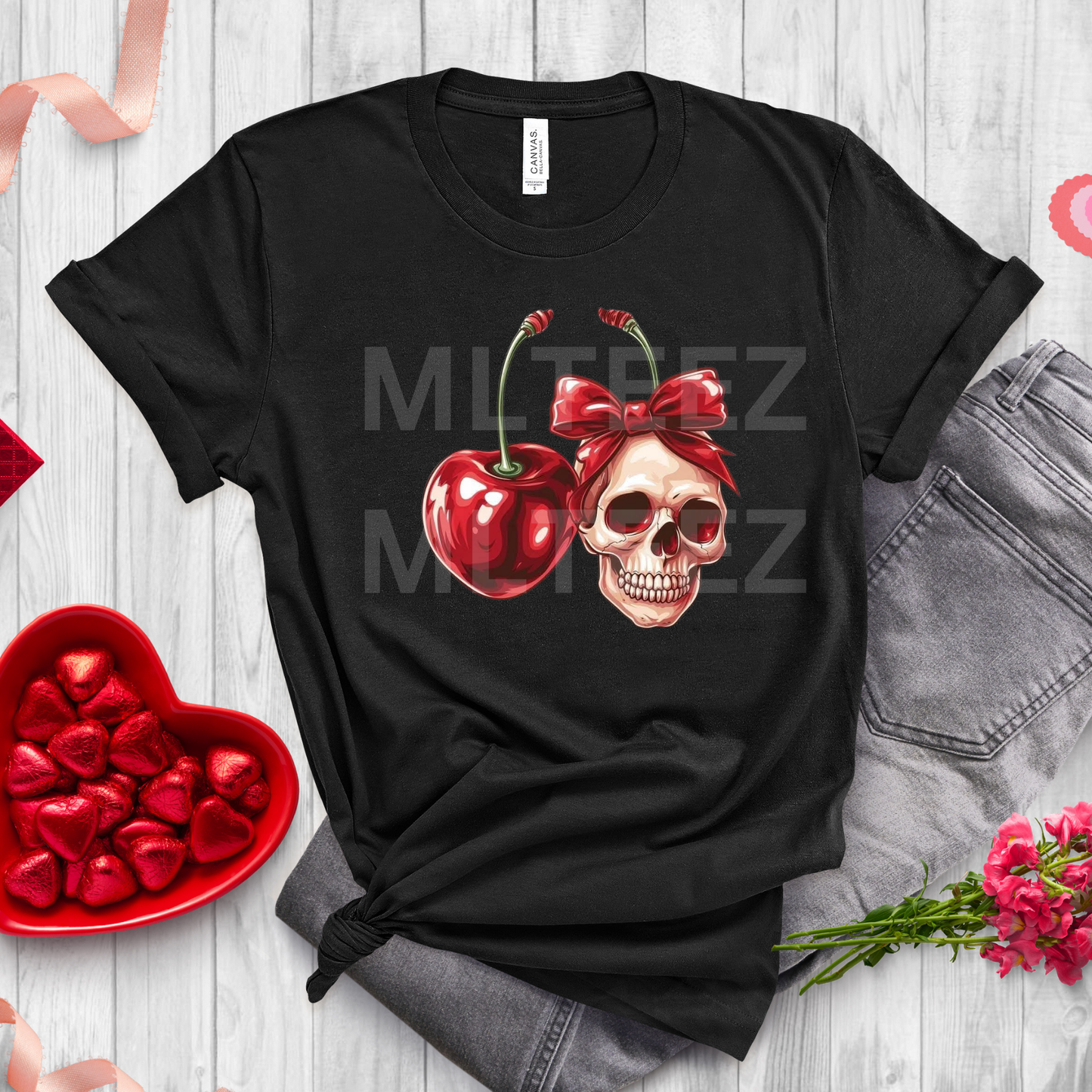 Cherry & Skull (Valentine's Day) DTF Direct To Film