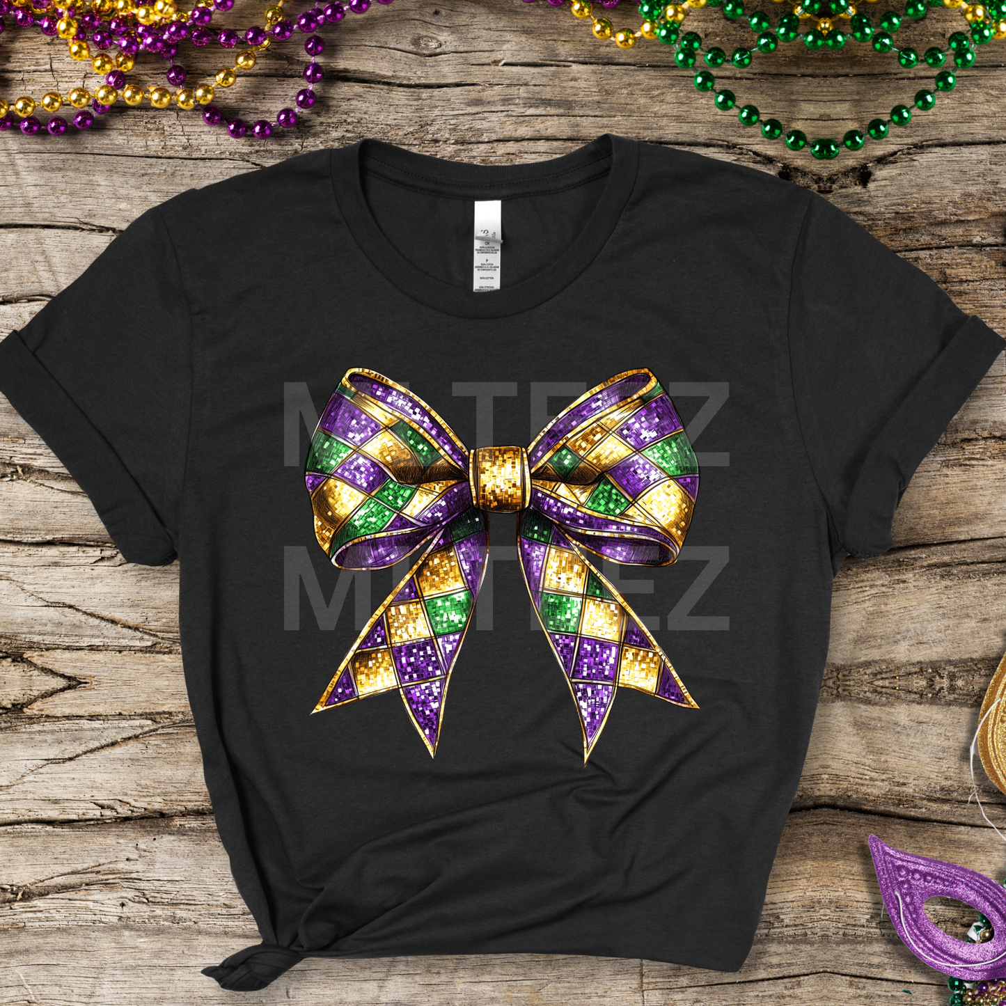 Mardi Gras Bow (8) DTF Direct To Film