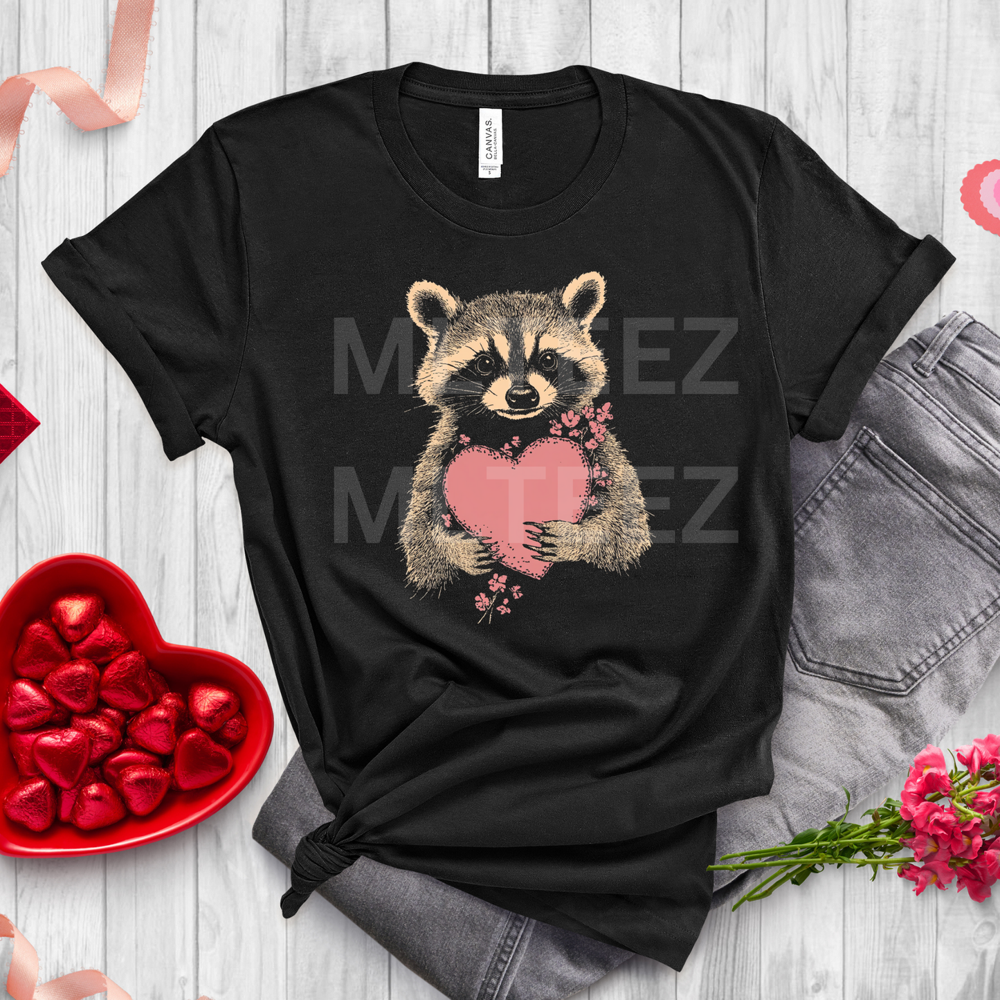 Raccoon Heart (Valentine's Day) (1) DTF Direct To Film