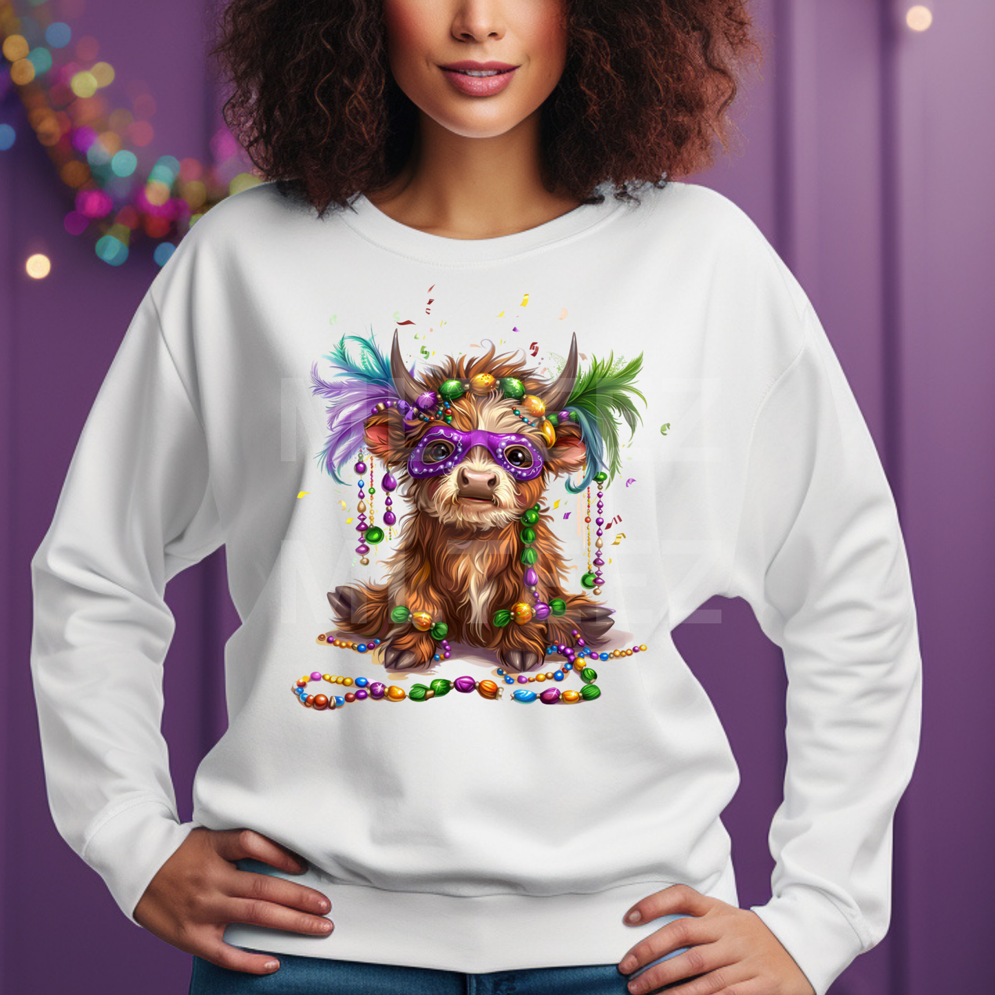 Highland Cow (Mardi Gras) (1) DTF Direct To Film