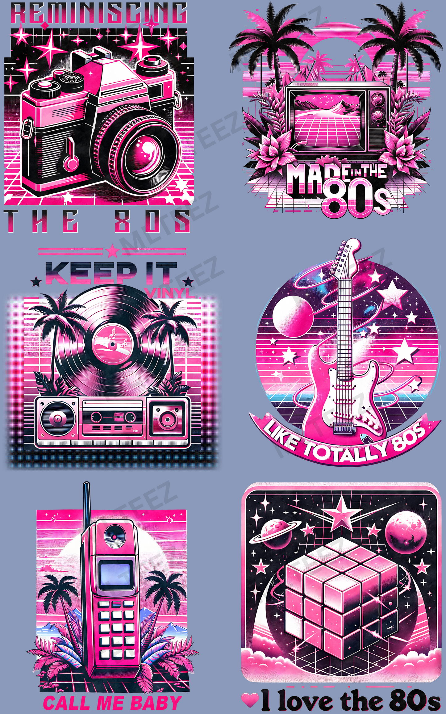 80s Rewind (1) PREMADE GANGSHEET - 22X36 DTF TRANSFERS - DIRECT TO FILM