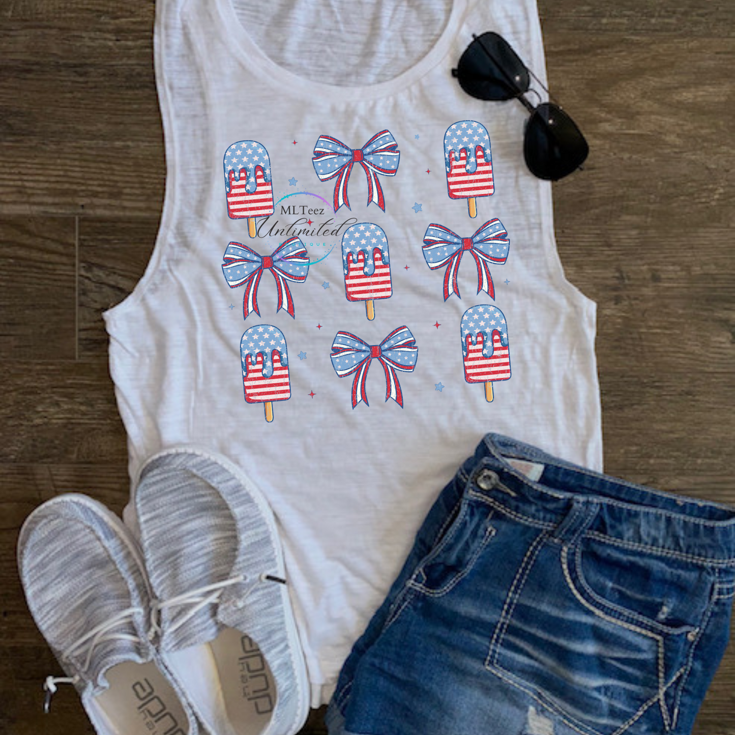 Red, White, Blue Bows & Popsicles DTF Direct To Film