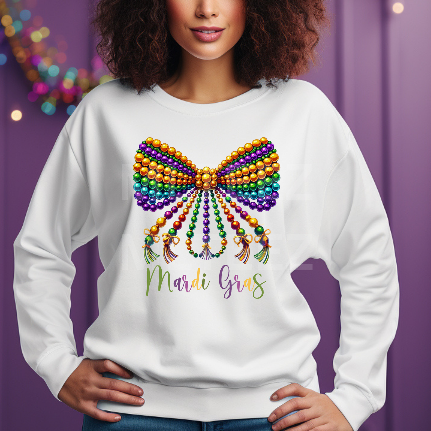 Mardi Gras Bow(1) DTF Direct To Film