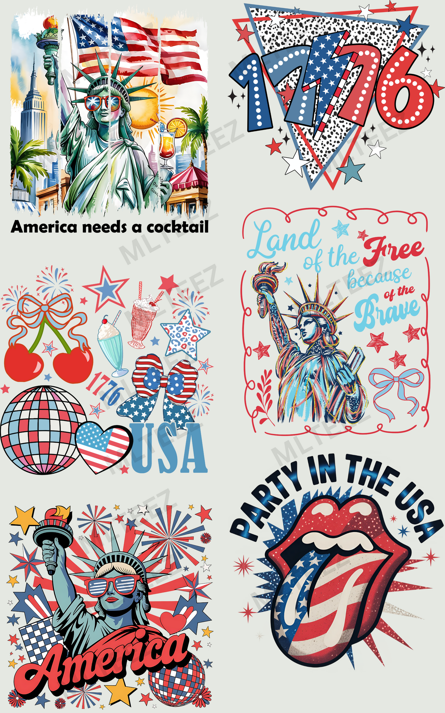 AMERICA NEEDS A COCKTAIL PREMADE GANGSHEET - 22X36 DTF TRANSFERS - DIRECT TO FILM
