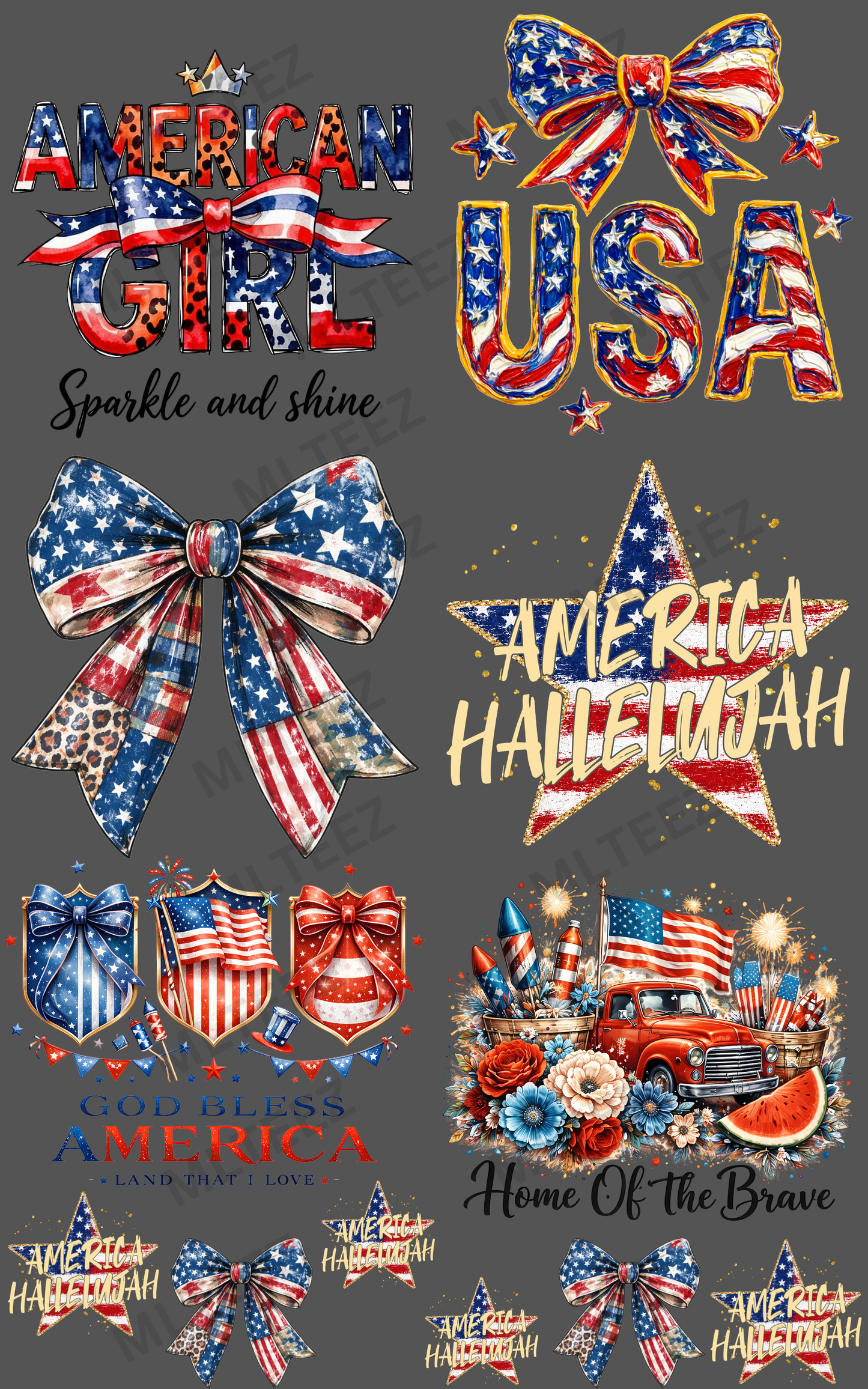 AMERICAN GIRL (1) PREMADE GANGSHEET - 22X36 DTF TRANSFERS - DIRECT TO FILM