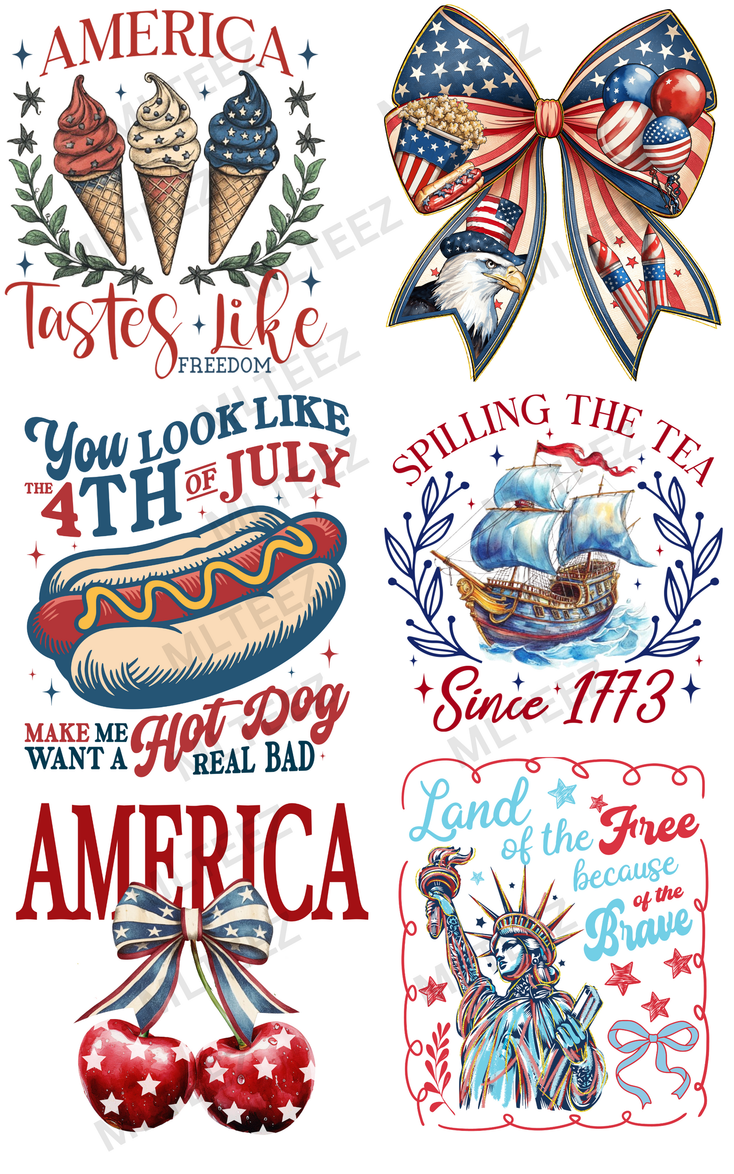 AMERICA TASTES LIKE FREEDOM PREMADE GANGSHEET - 22X36 DTF TRANSFERS - DIRECT TO FILM
