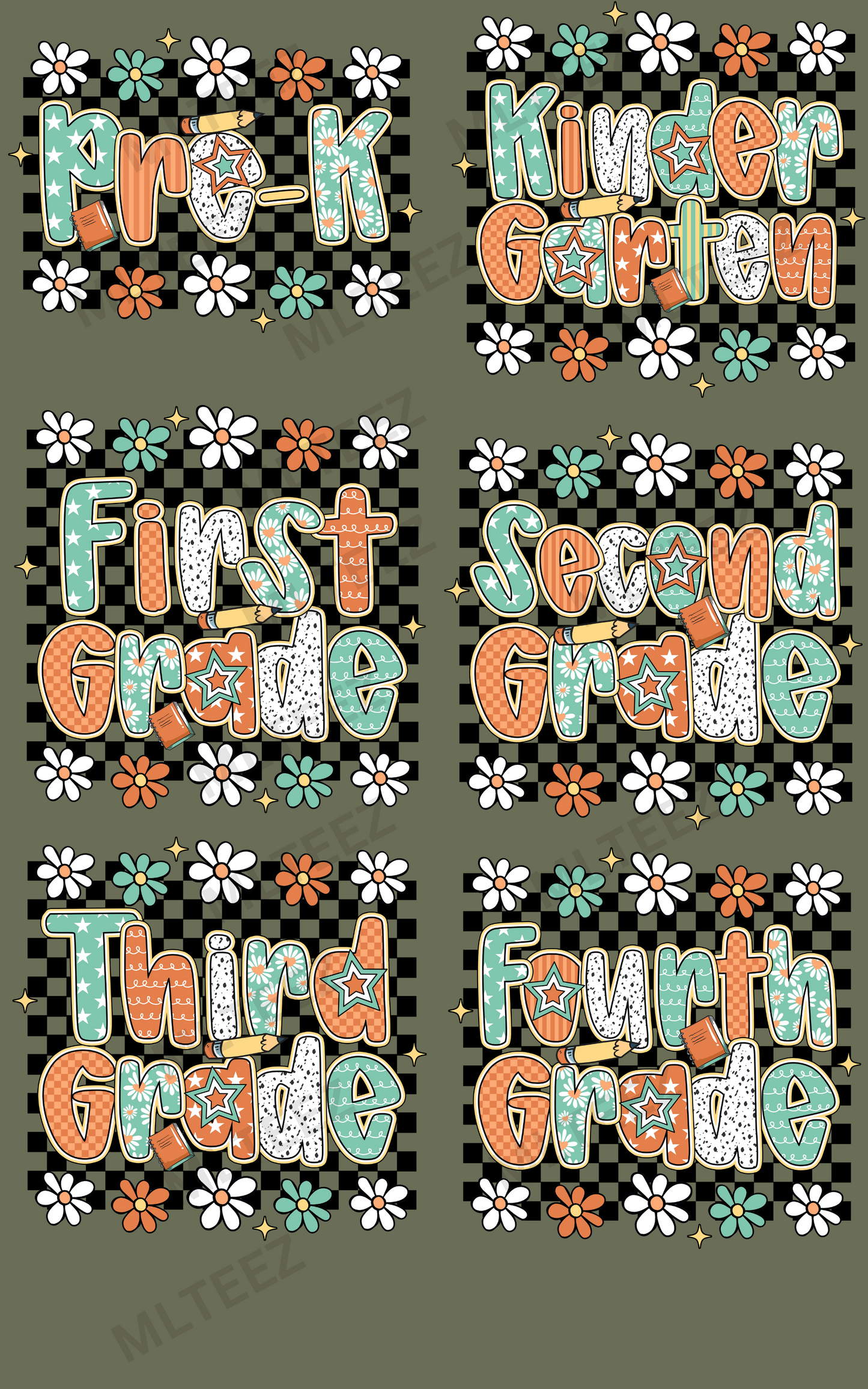 BACK TO SCHOOL (3) PREMADE GANGSHEET - 22X36 DTF TRANSFERS - DIRECT TO FILM