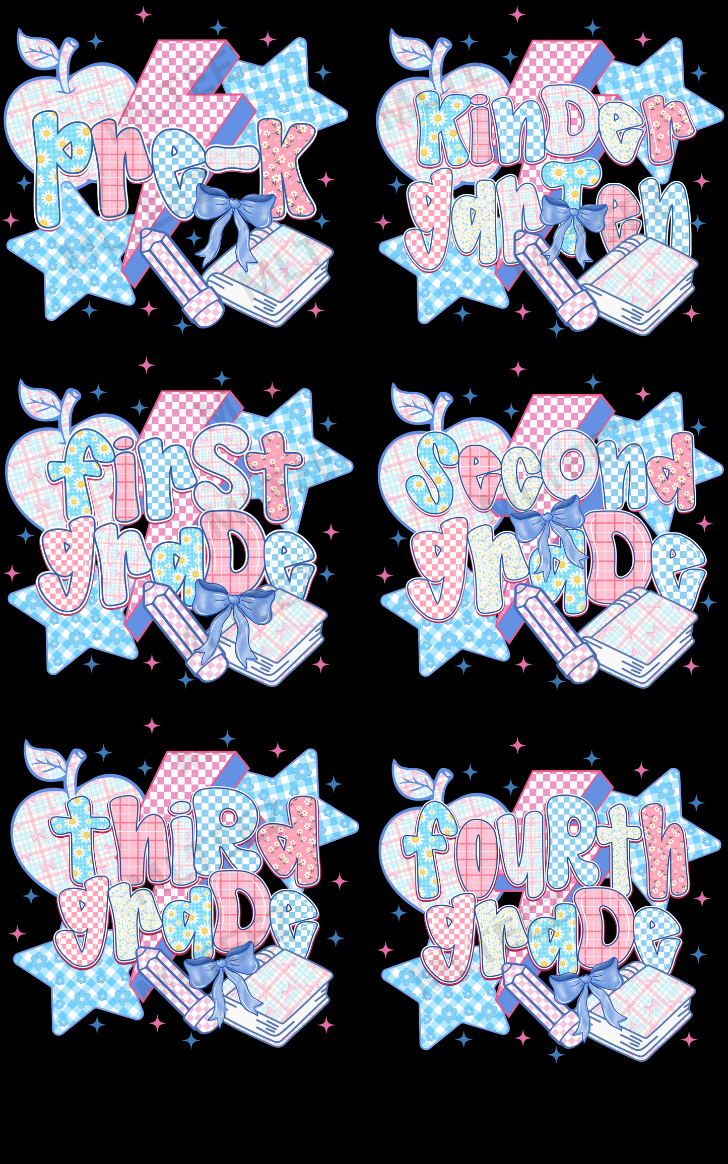 BACK TO SCHOOL (4) PREMADE GANGSHEET - 22X36 DTF TRANSFERS - DIRECT TO FILM