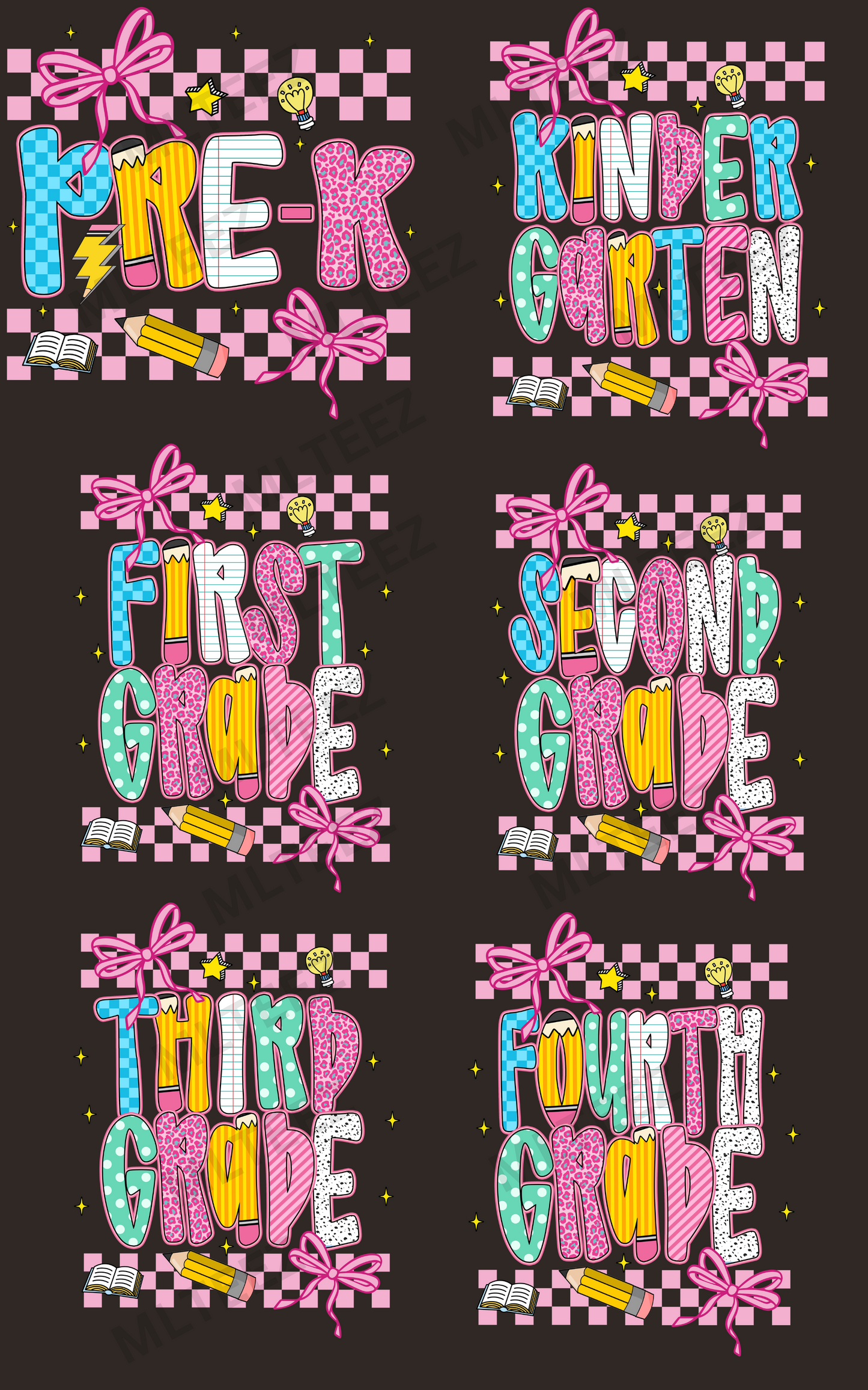 BACK TO SCHOOL (5) PREMADE GANGSHEET - 22X36 DTF TRANSFERS - DIRECT TO FILM