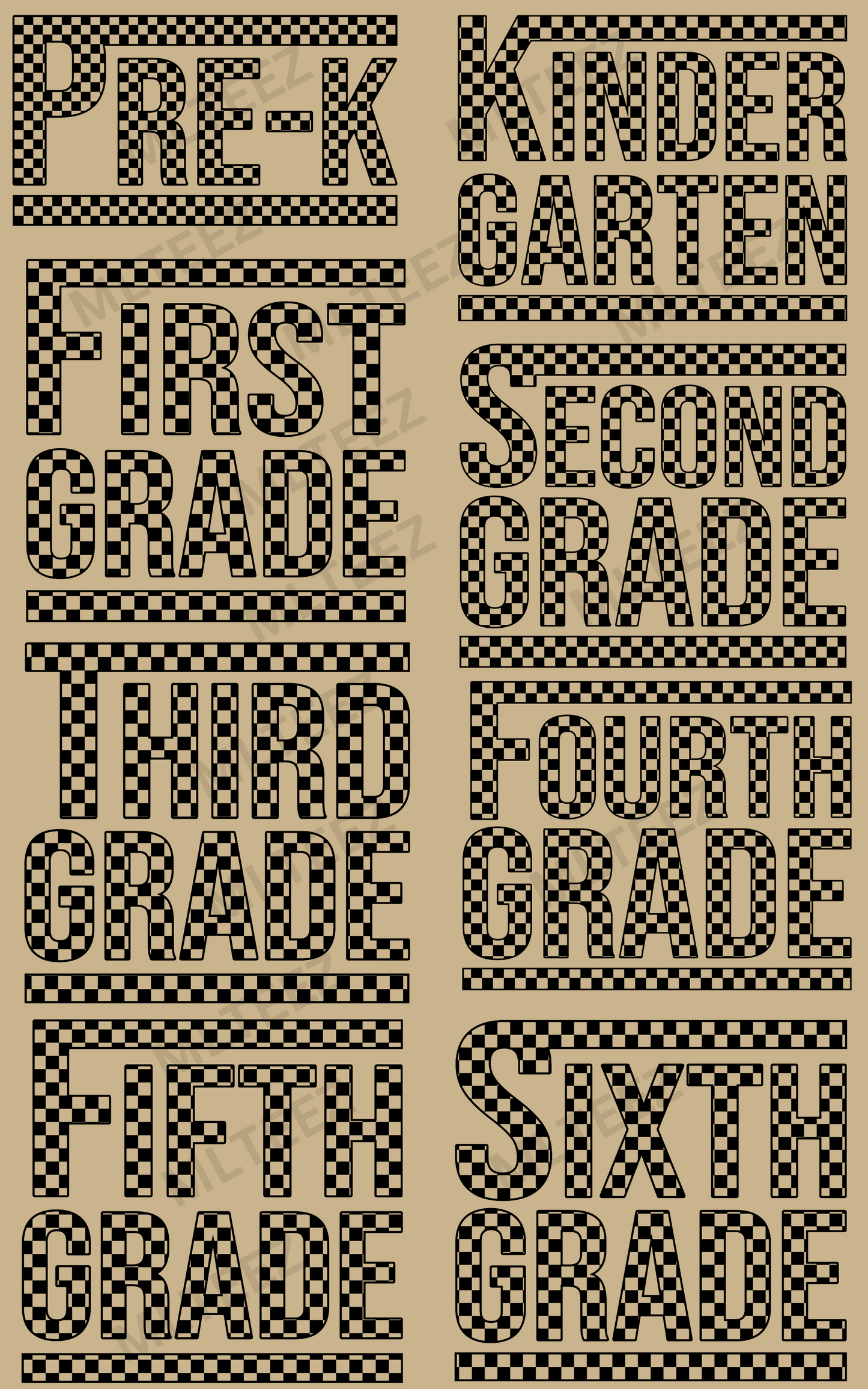 BACK TO SCHOOL (6) PREMADE GANGSHEET - 22X36 DTF TRANSFERS - DIRECT TO FILM