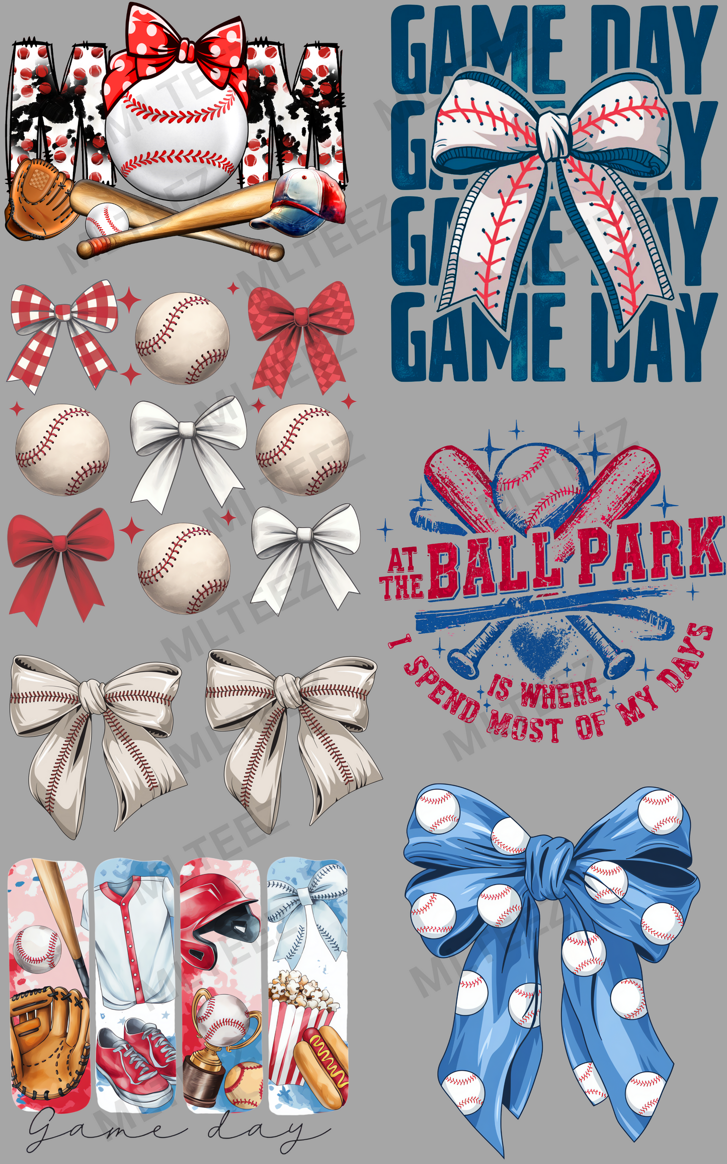 BASEBALL (2) PREMADE GANGSHEET - 22X36 DTF TRANSFERS - DIRECT TO FILM