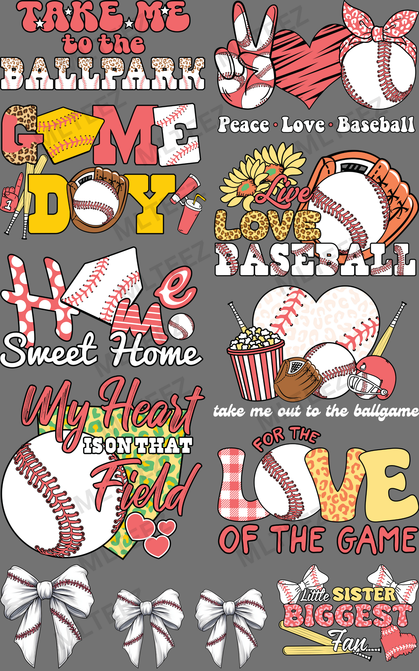 BASEBALL (3) PREMADE GANGSHEET - 22X36 DTF TRANSFERS - DIRECT TO FILM