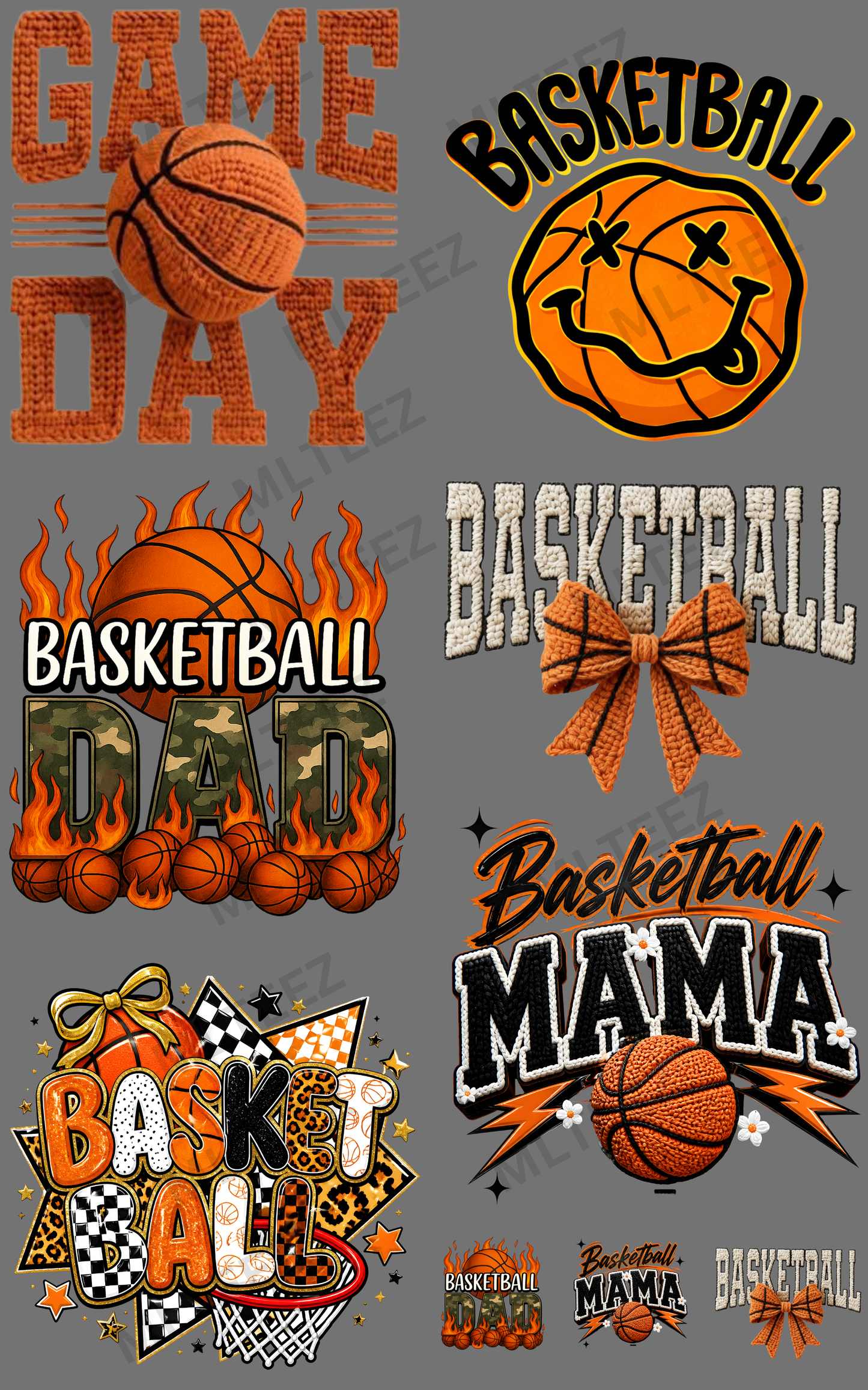 BASKETBALL (1) PREMADE GANGSHEET - 22X36 DTF TRANSFERS - DIRECT TO FILM
