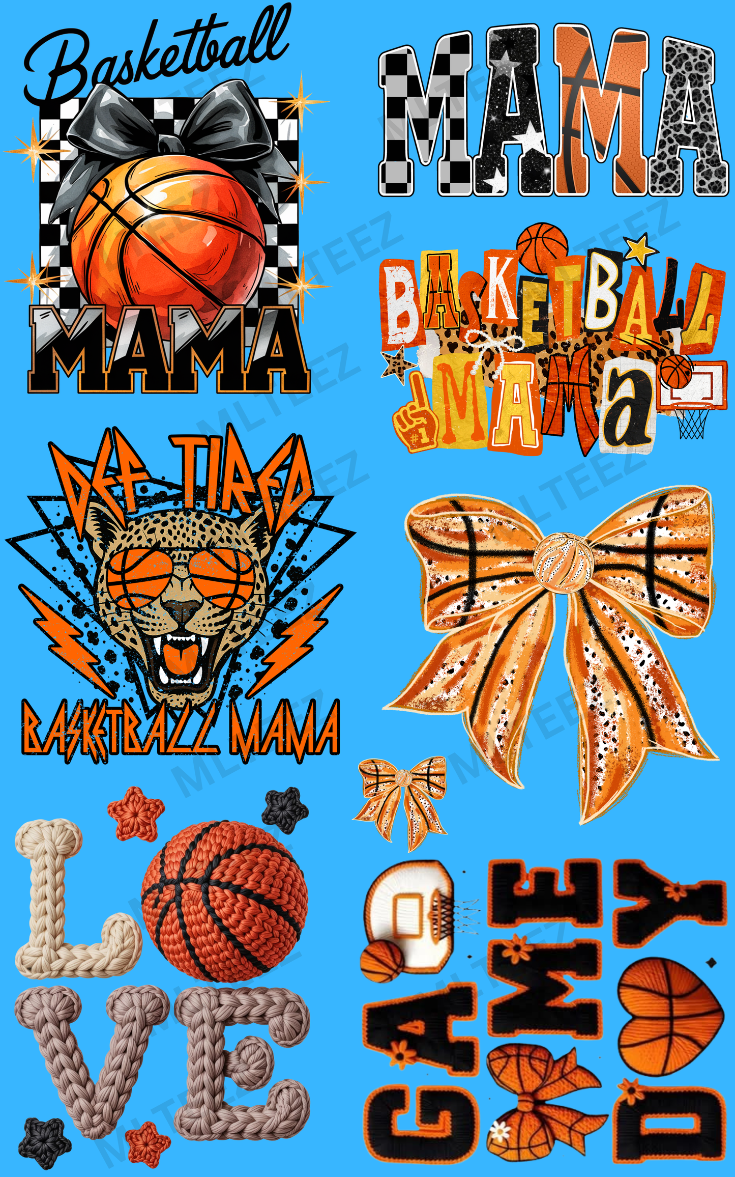 BASKETBALL MAMA (1) PREMADE GANGSHEET - 22X36 DTF TRANSFERS - DIRECT TO FILM