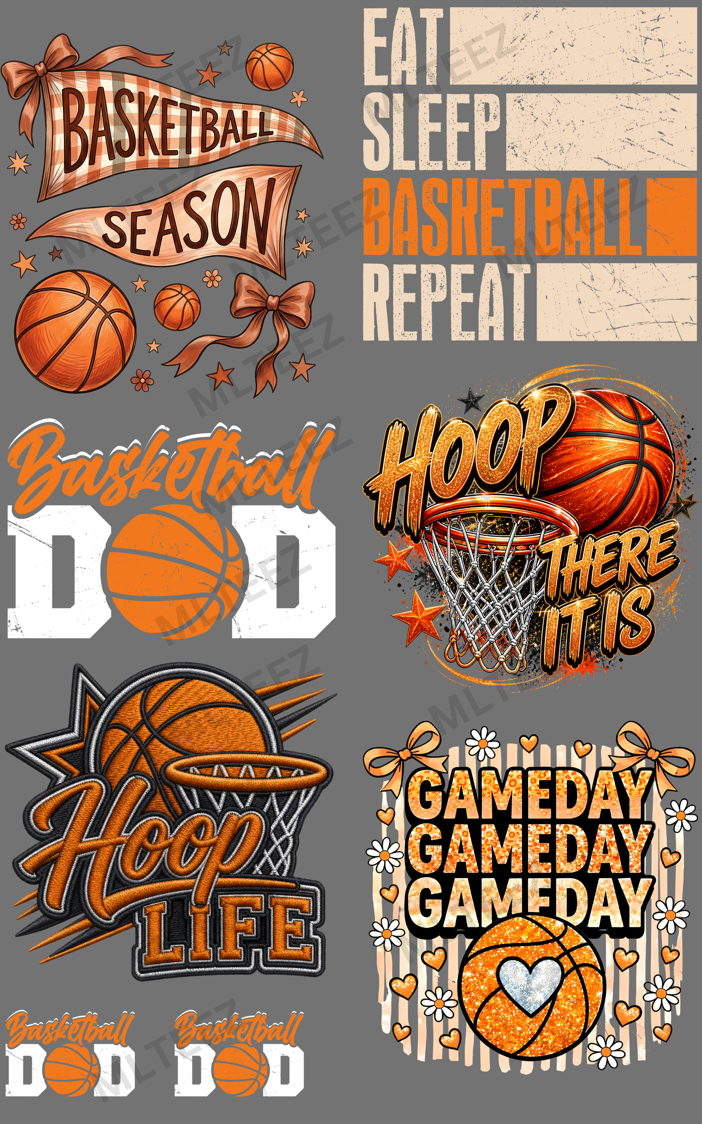 BASKETBALL SEASON (1) PREMADE GANGSHEET - 22X36 DTF TRANSFERS - DIRECT TO FILM