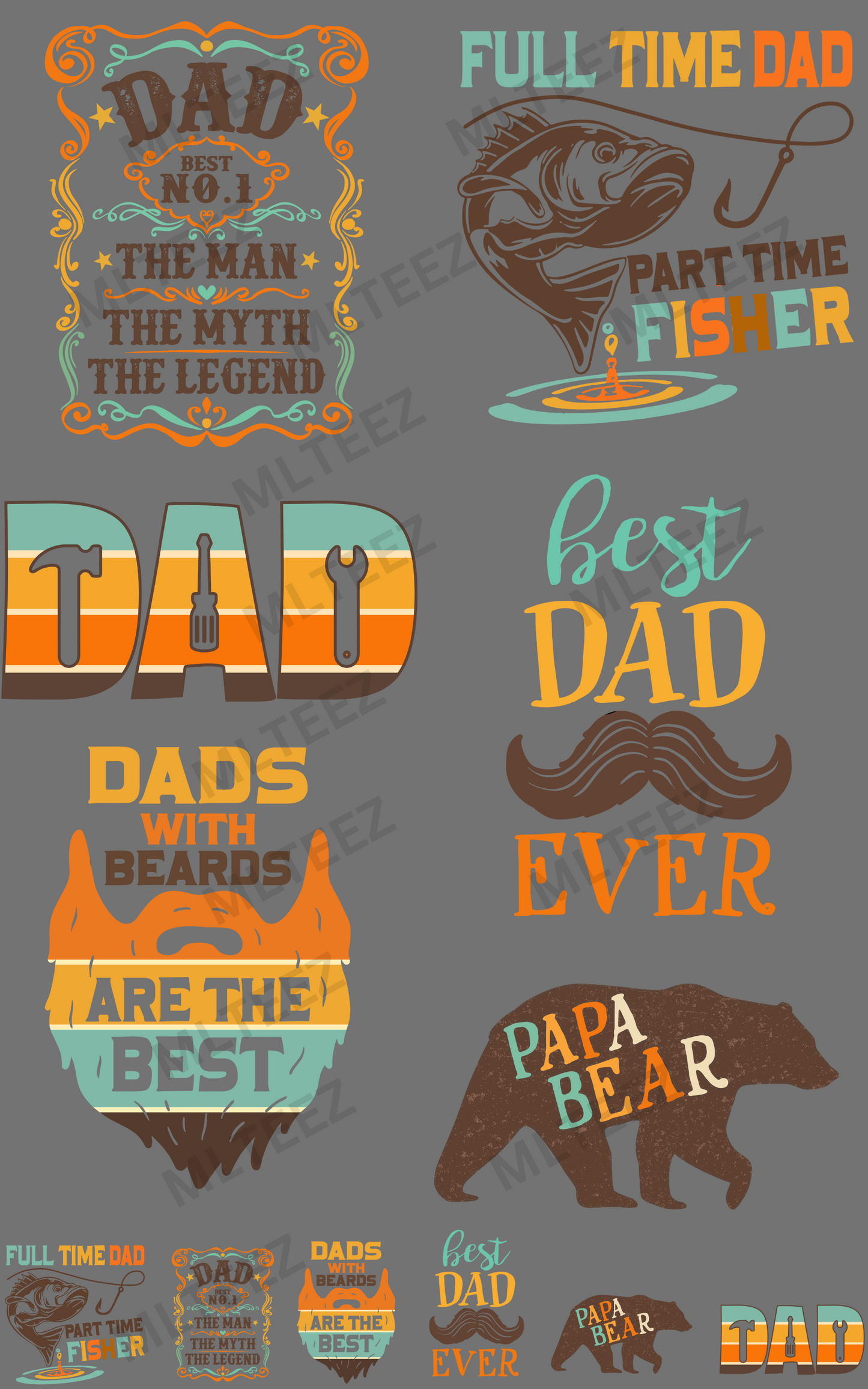 BEST NO. 1 DAD PREMADE GANGSHEET - 22X36 DTF TRANSFERS - DIRECT TO FILM