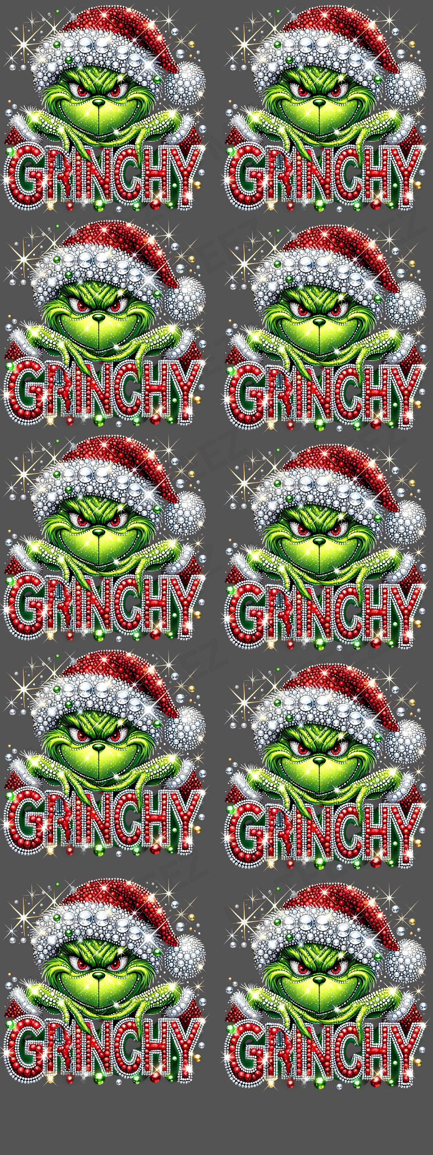 BIG GREEN MAN (RHINESTONE) PREMADE GANGSHEET - 22X60