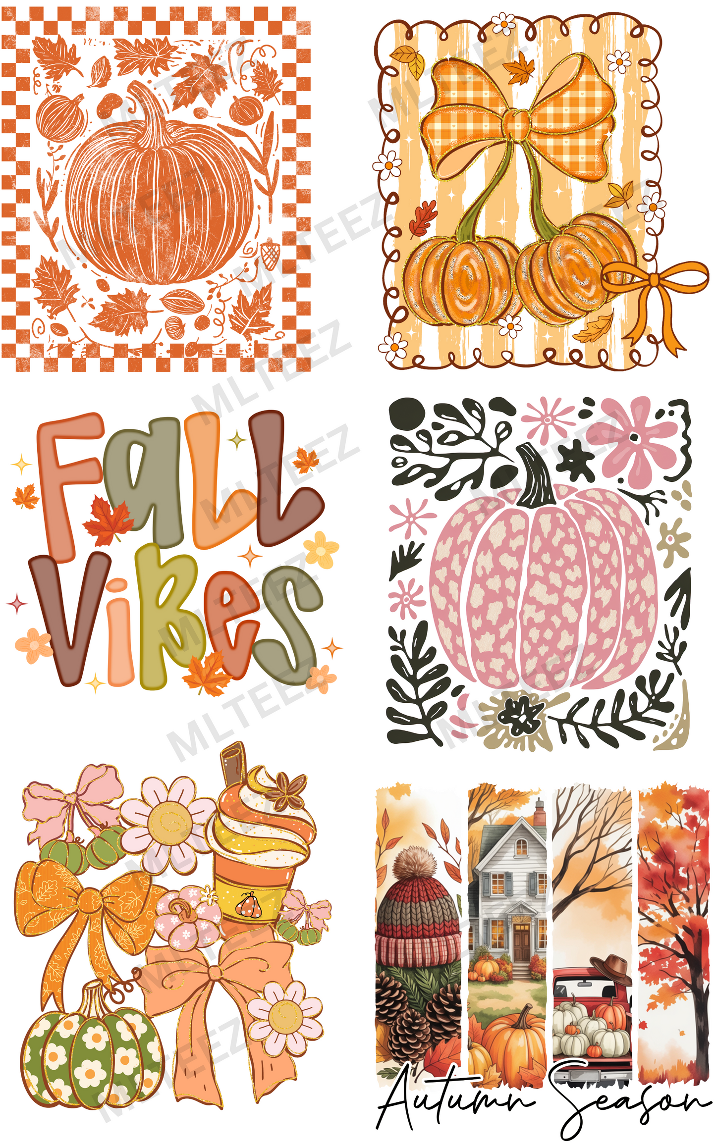 BOHO PUMPKIN PREMADE GANGSHEET - 22X36 DTF TRANSFERS - DIRECT TO FILM