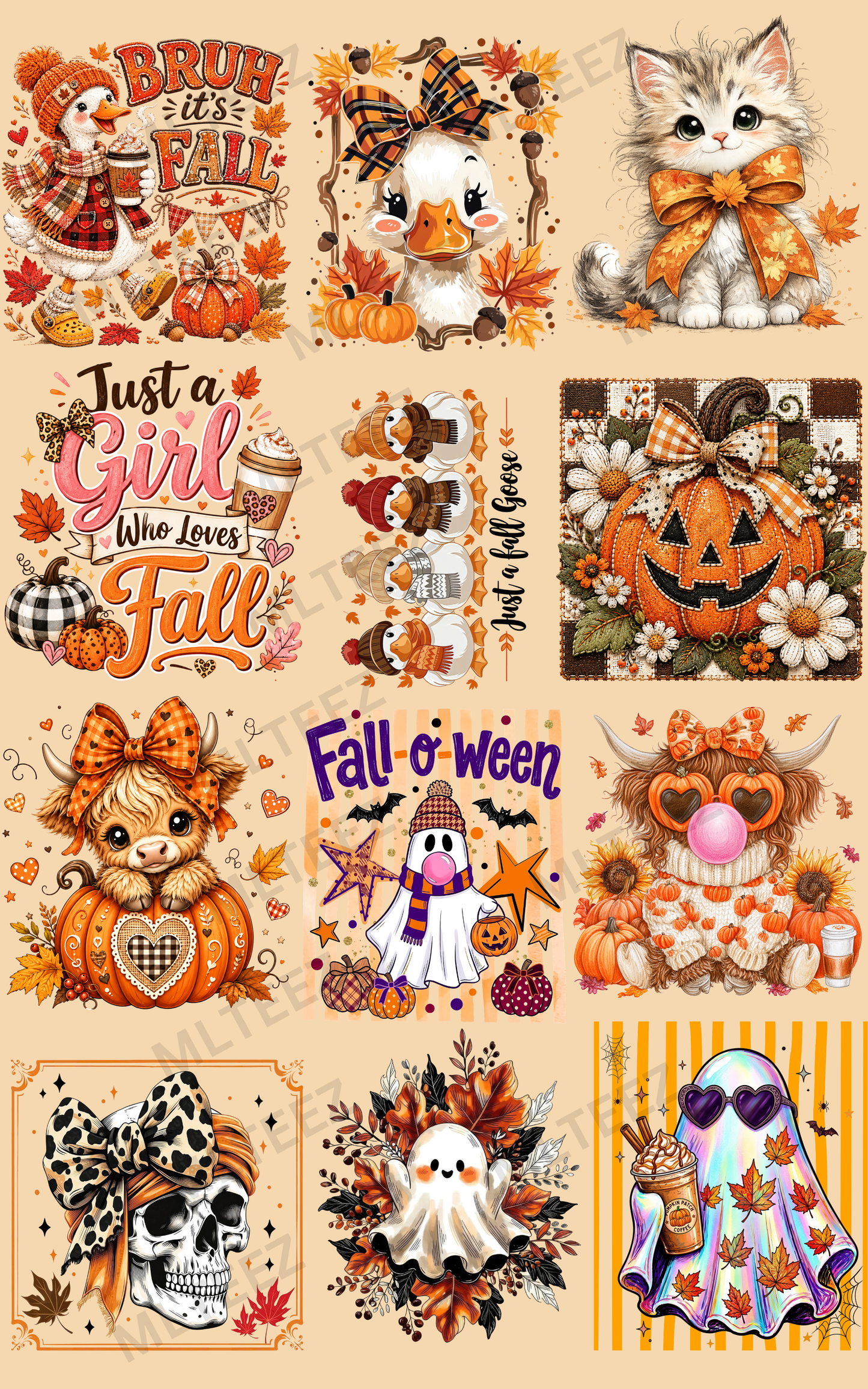 BRUH ITS FALL YOUTH (1) PREMADE GANGSHEET - 22X36 DTF TRANSFERS - DIRECT TO FILM