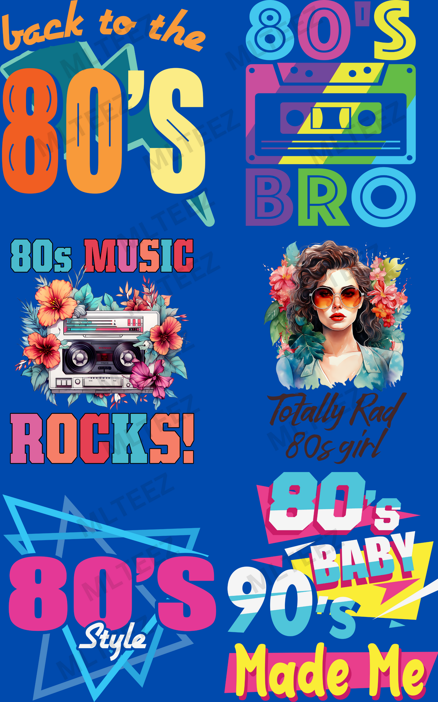 Back To The 80s (1) PREMADE GANGSHEET - 22X36 DTF TRANSFERS - DIRECT TO FILM