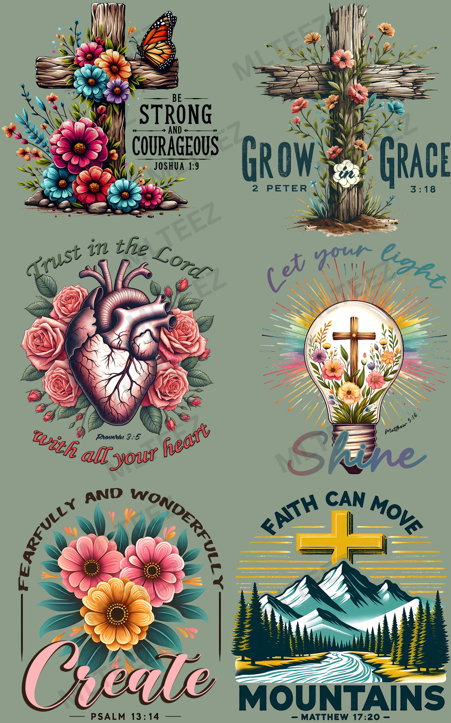 BE STRONG AND COURAGEOUS GANGSHEET - 22X36 DTF TRANSFERS - DIRECT TO FILM