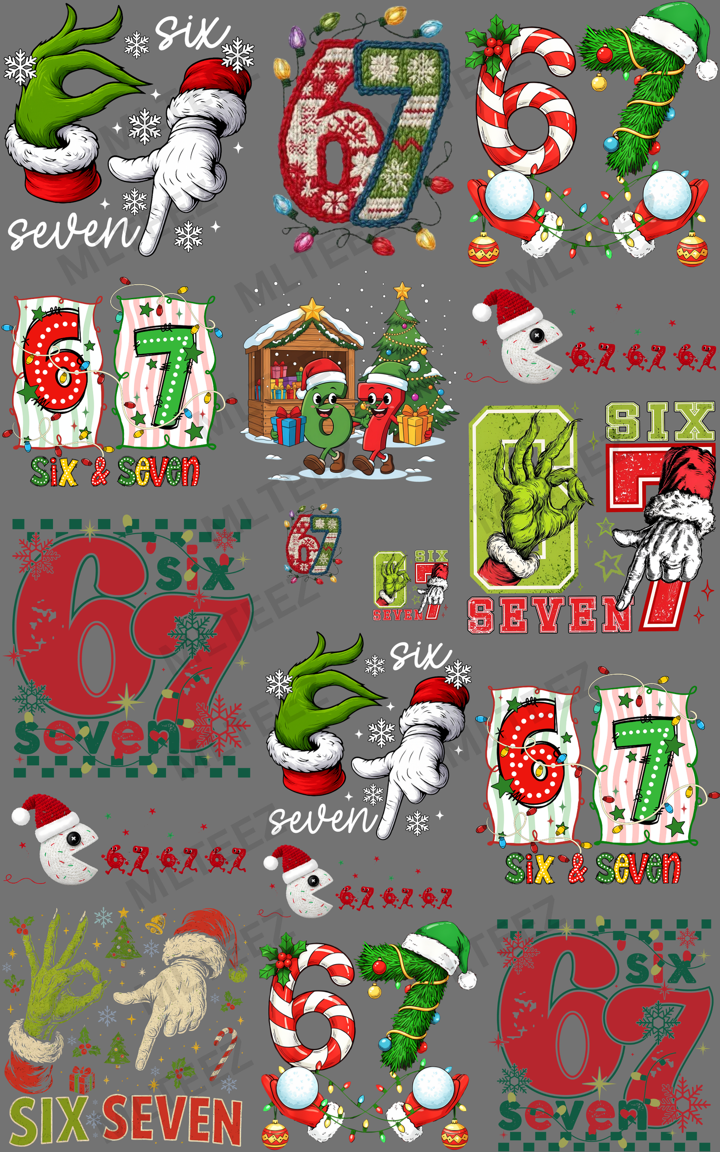 CHRISTMAS 67 (2) YOUTH & TODDLER PREMADE GANGSHEET - 22X36 DTF TRANSFERS - DIRECT TO FILM