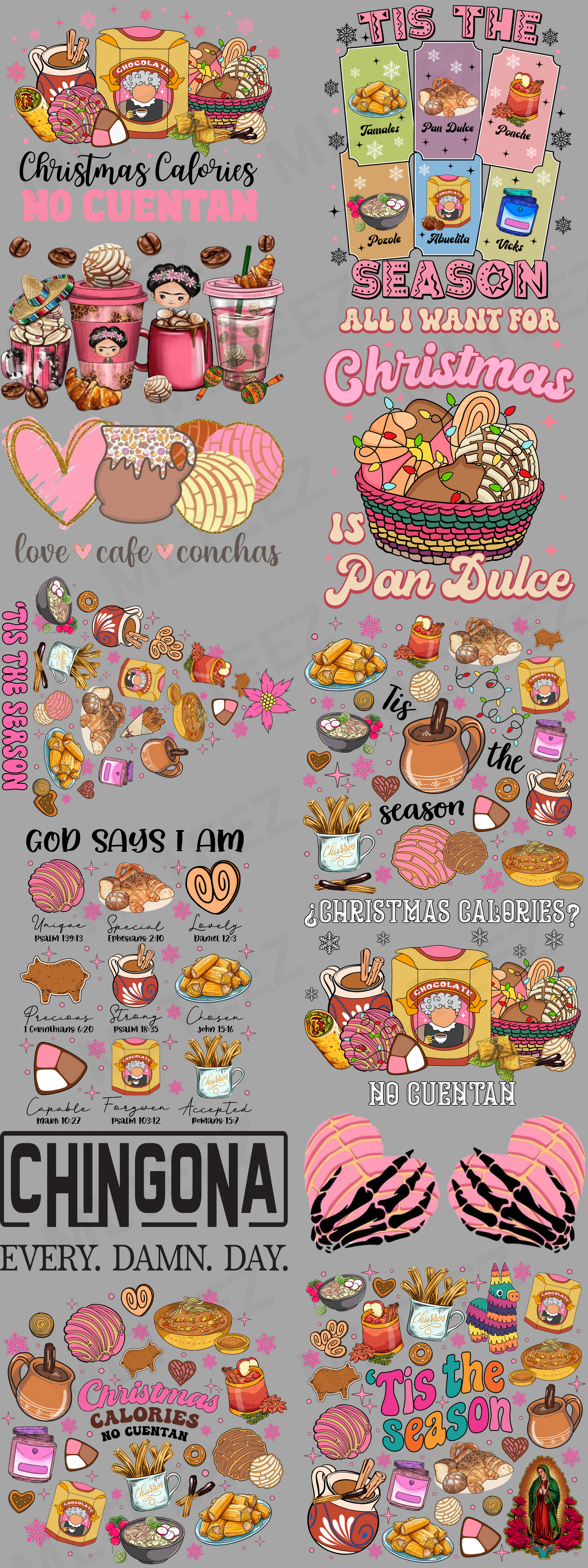 CHRISTMAS CALORIES NO CUENTAN PREMADE GANGSHEET - 22X60