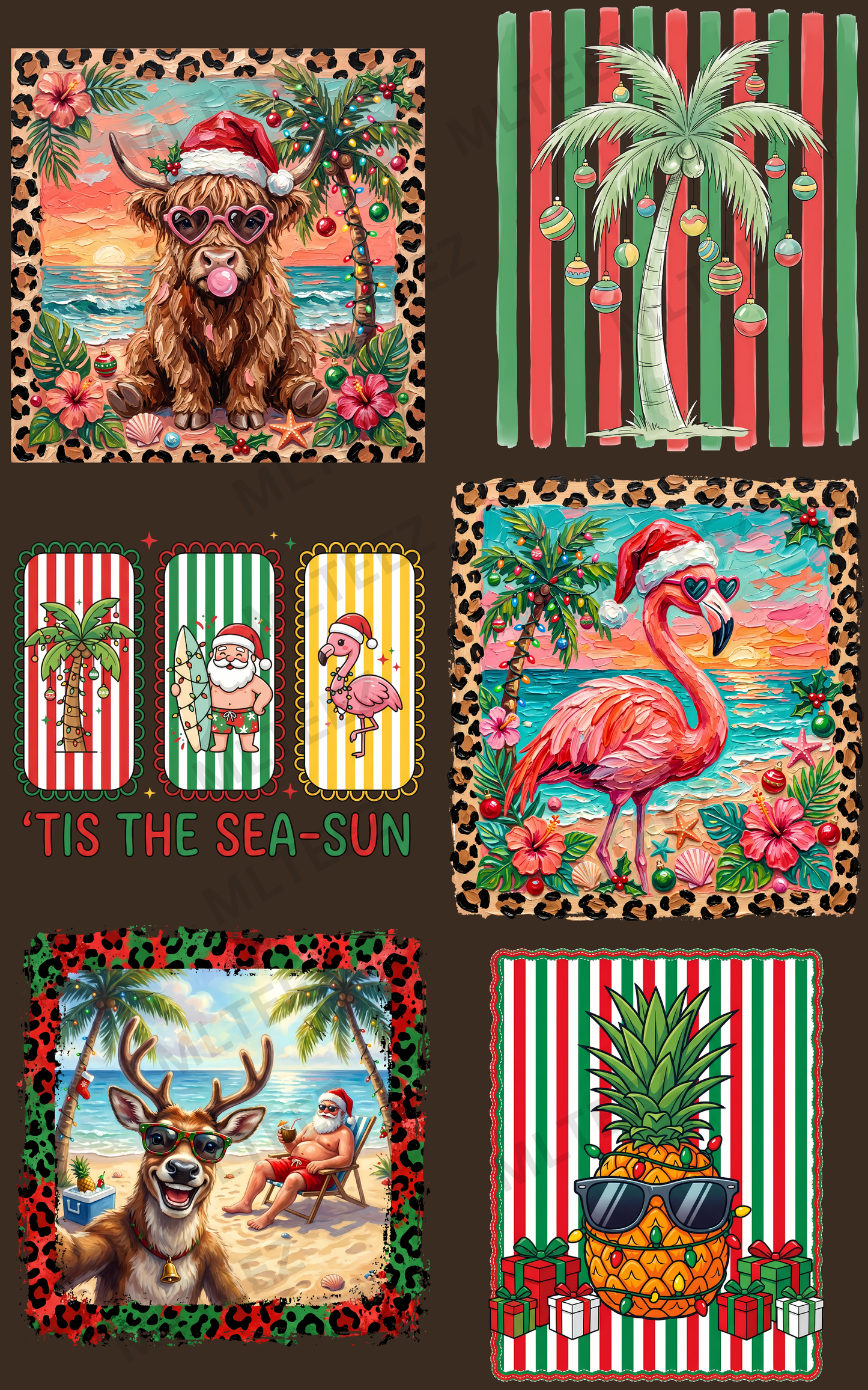 CHRISTMAS IN JULY (1) PREMADE GANGSHEET - 22X36 DTF TRANSFERS - DIRECT TO FILM