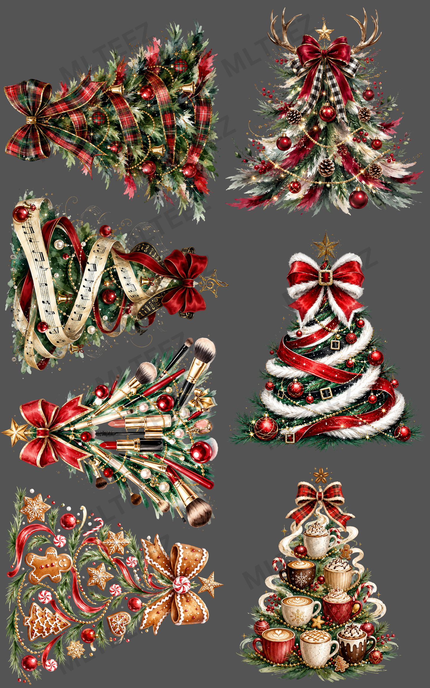 CHRISTMAS TREES (1) PREMADE GANGSHEET - 22X36 DTF TRANSFERS - DIRECT TO FILM