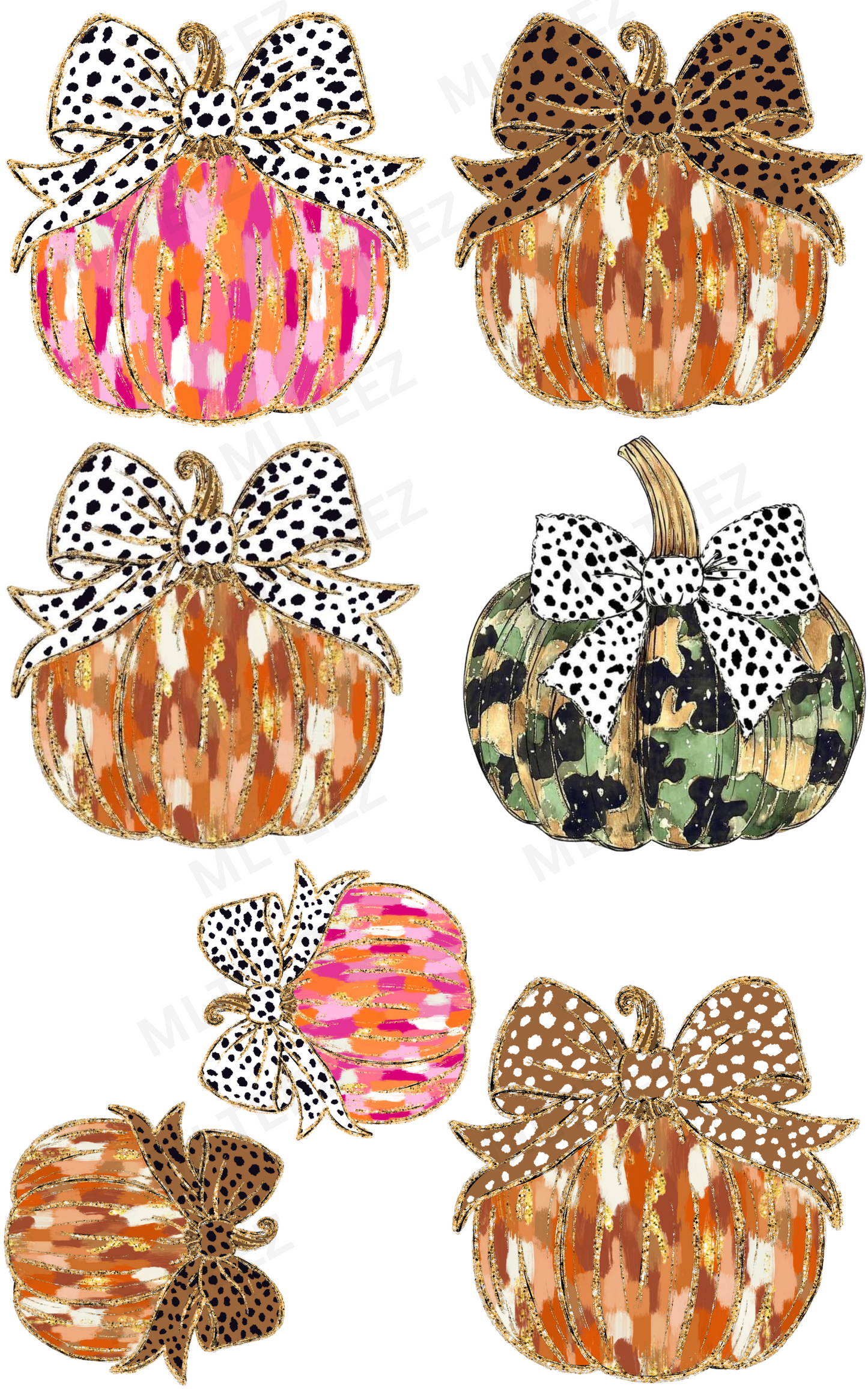 COLORFUL FALL PUMPKINS GANGSHEET - 22X36 DTF TRANSFERS - DIRECT TO FILM