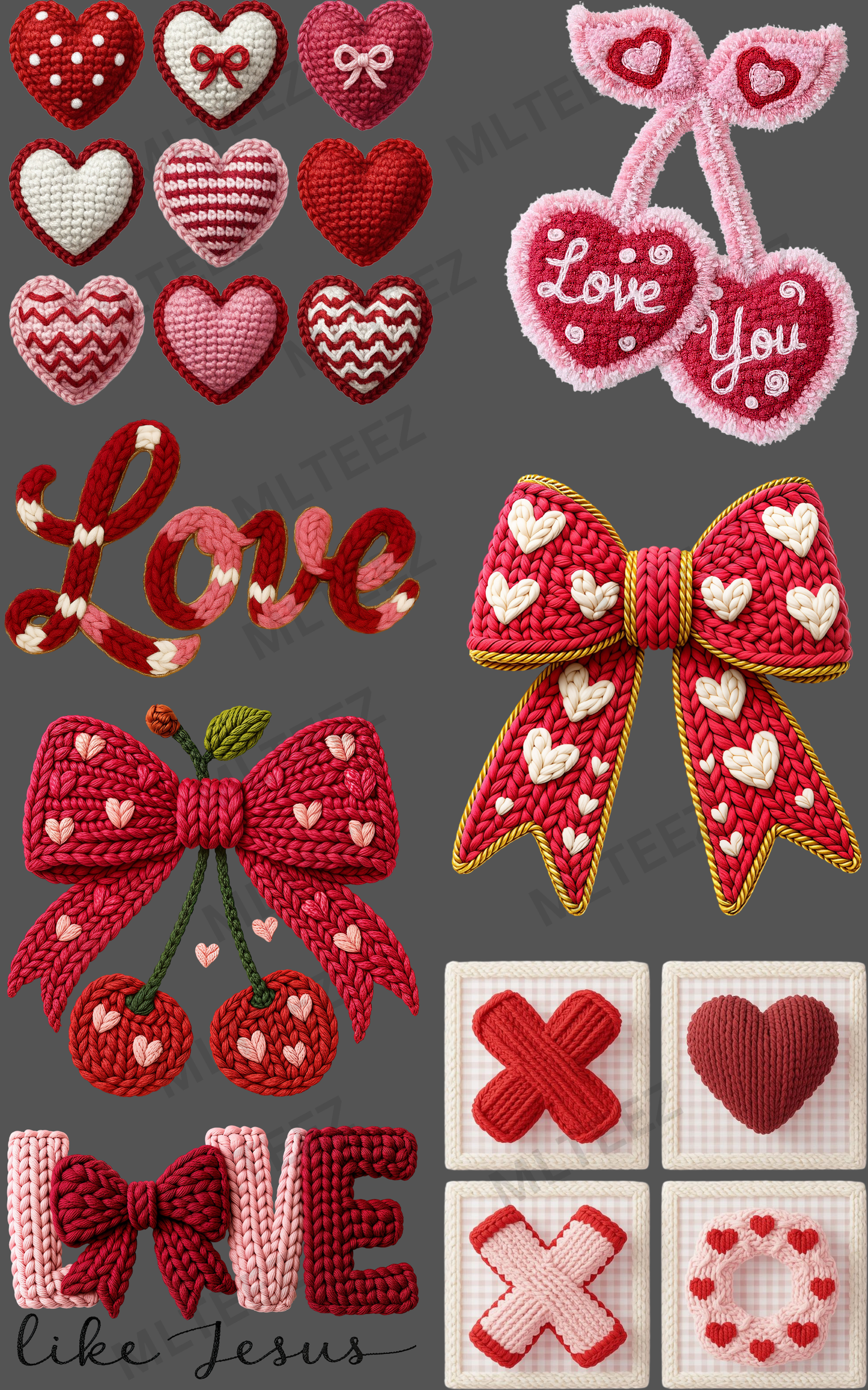 COQUETTE HEARTS LOVE YOU PREMADE GANGSHEET - 22X36 DTF TRANSFERS - DIRECT TO FILM
