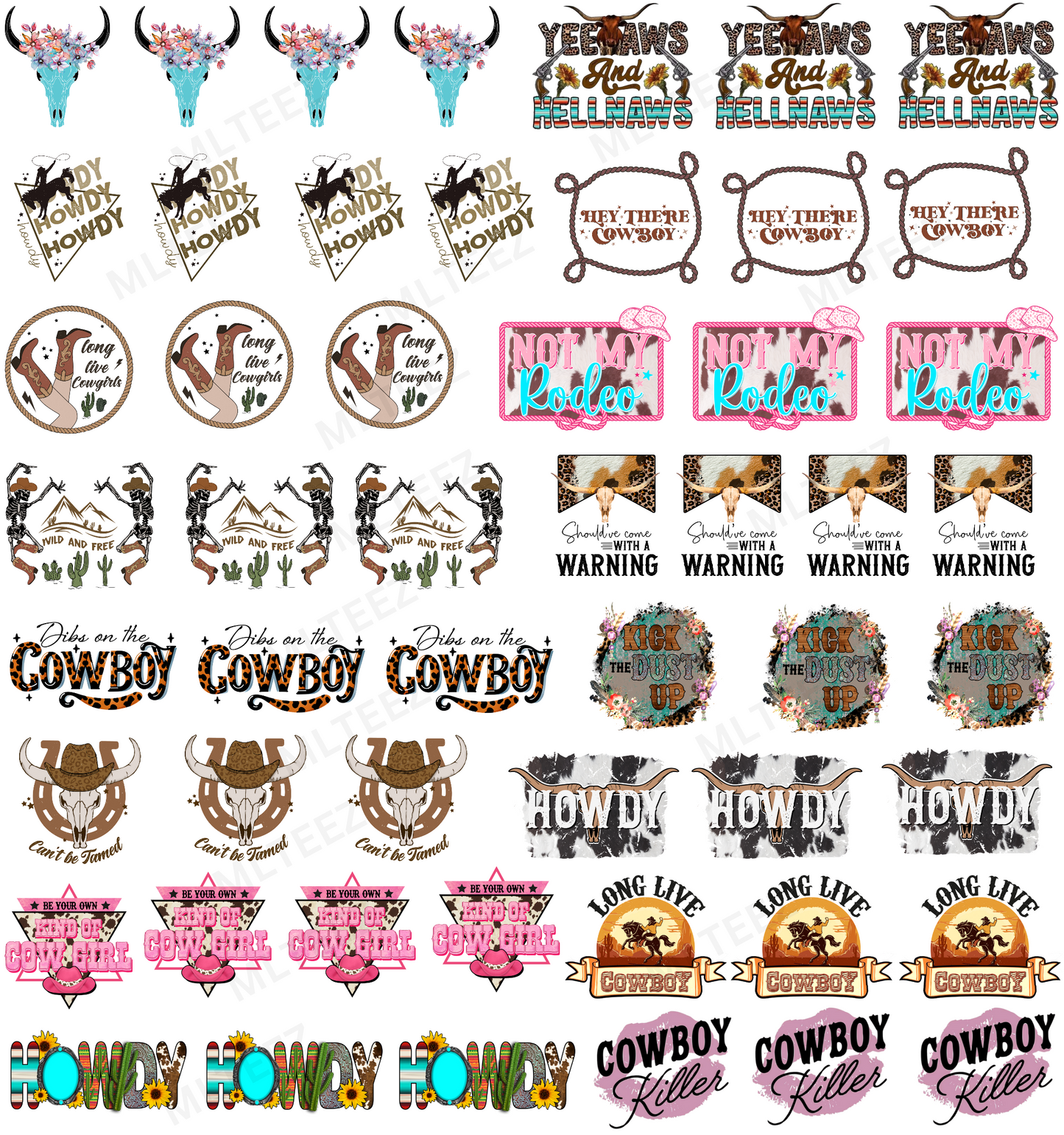 COWBOY UP TRUCKER HAT GANGSHEET - 22X24