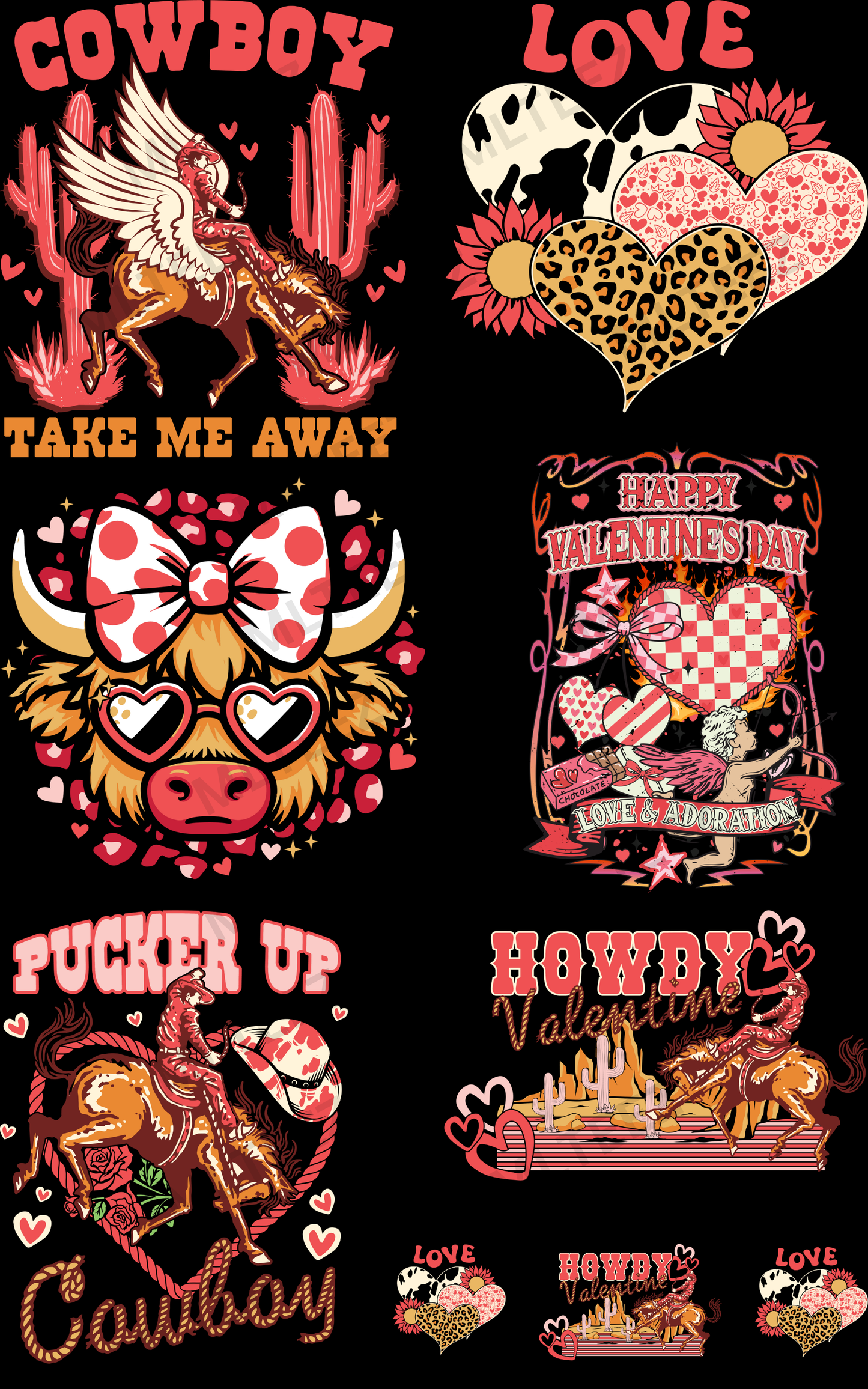 COWBOY TAKE ME AWAY (VALENTINE'S DAY) (1) PREMADE GANGSHEET - 22X36 DTF TRANSFERS - DIRECT TO FILM