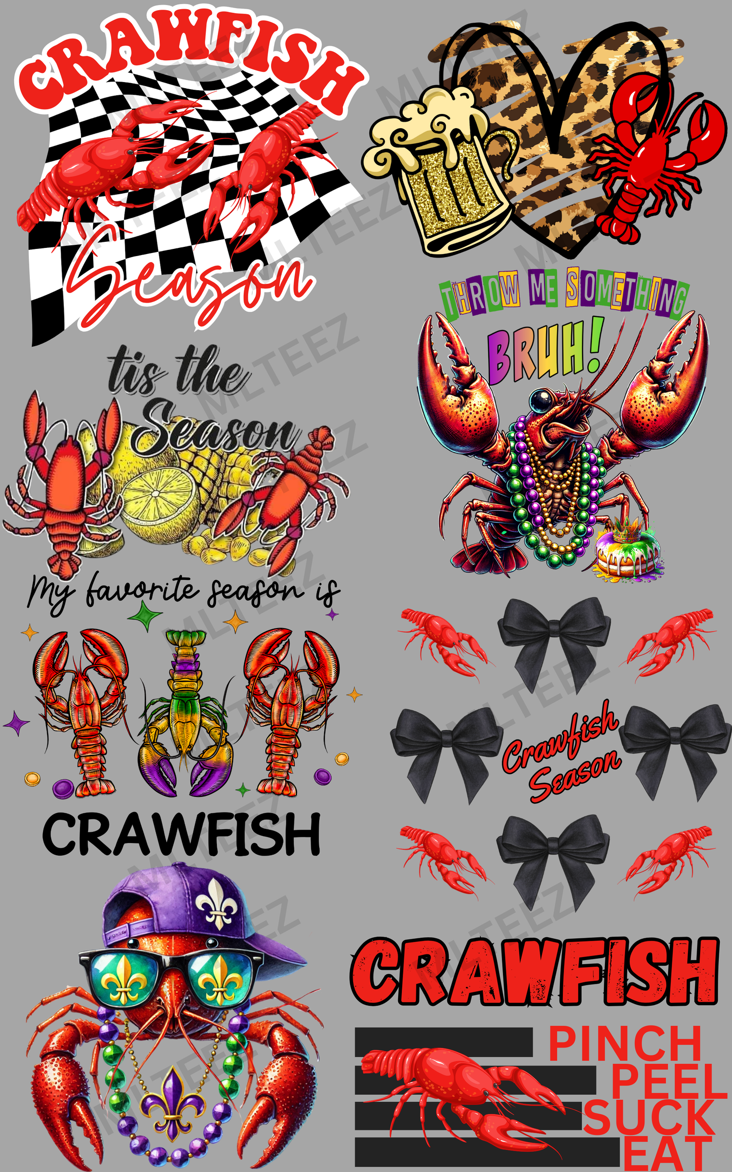 Crawfish Season (1) PREMADE GANGSHEET - 22X36 DTF TRANSFERS - DIRECT TO FILM