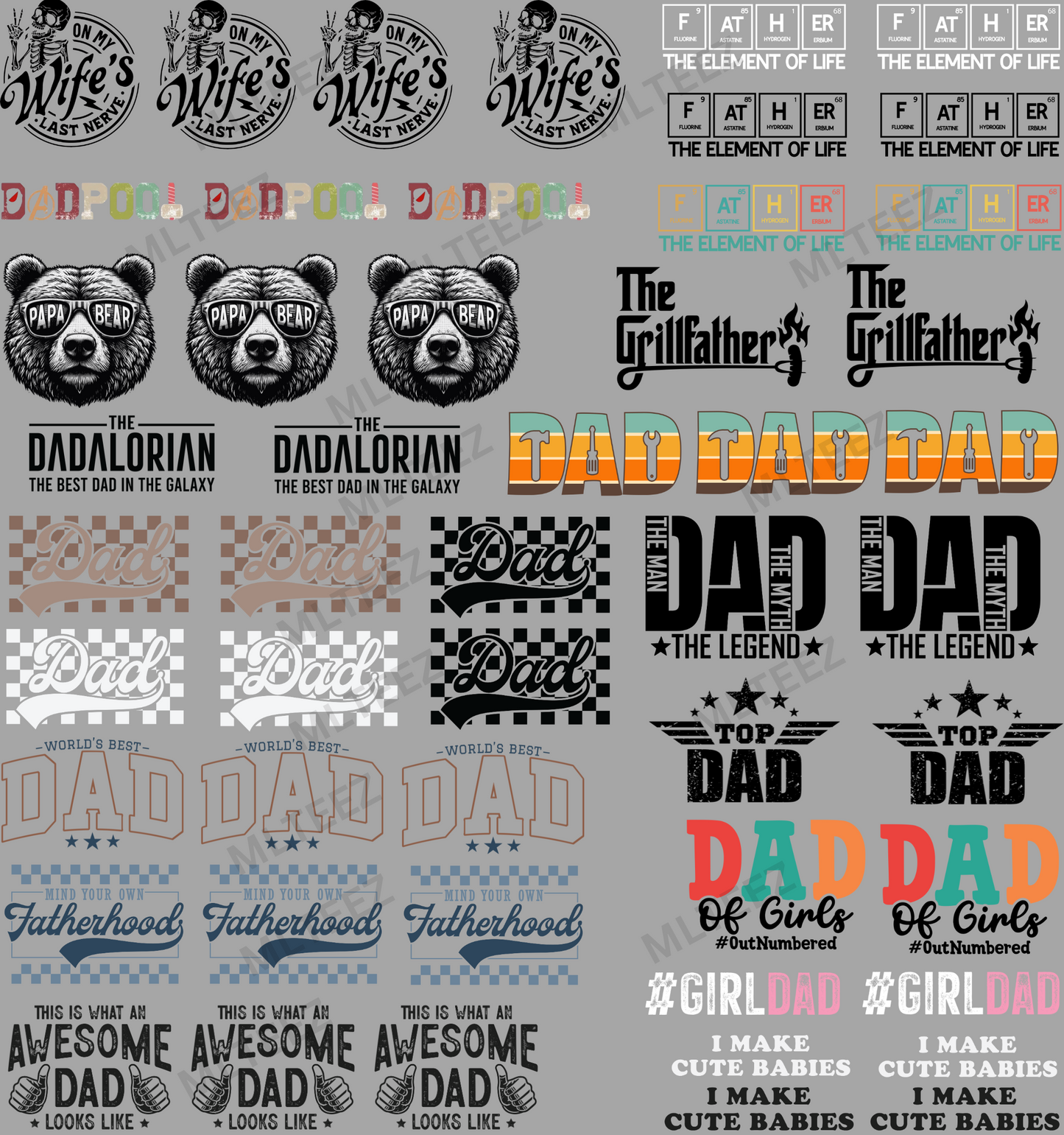 DAD TRUCKER HAT PREMADE GANGSHEET - 22X24 DTF TRANSFERS - DIRECT TO FILM