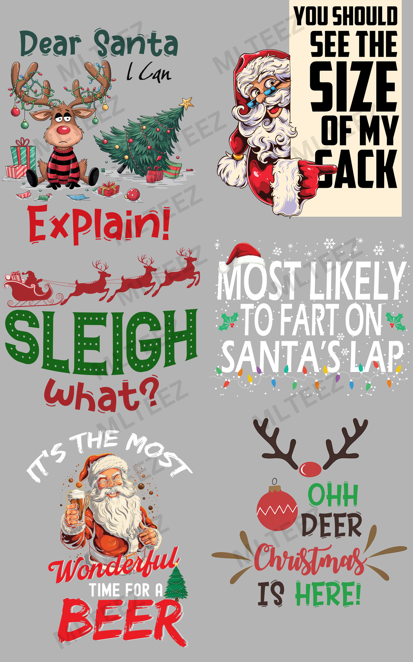 DEAR SANTA I CAN EXPLAIN (1) PREMADE GANGSHEET - 22X36 DTF TRANSFERS - DIRECT TO FILM