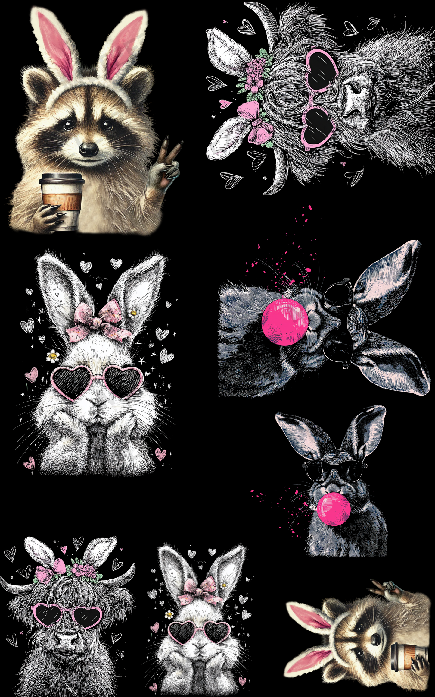 EASTER (3) PREMADE GANGSHEET - 22X36 DTF TRANSFERS - DIRECT TO FILM